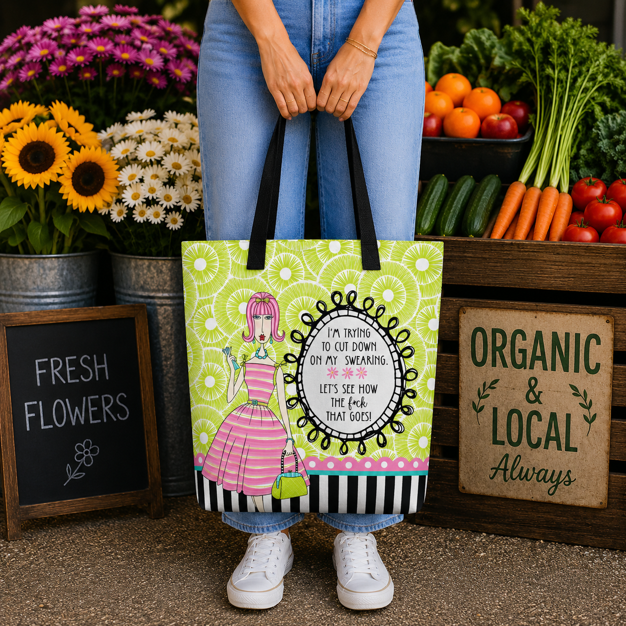 Funny tote bag for women – I'm Trying to Cut Down on My Swearing – Dolly Mama