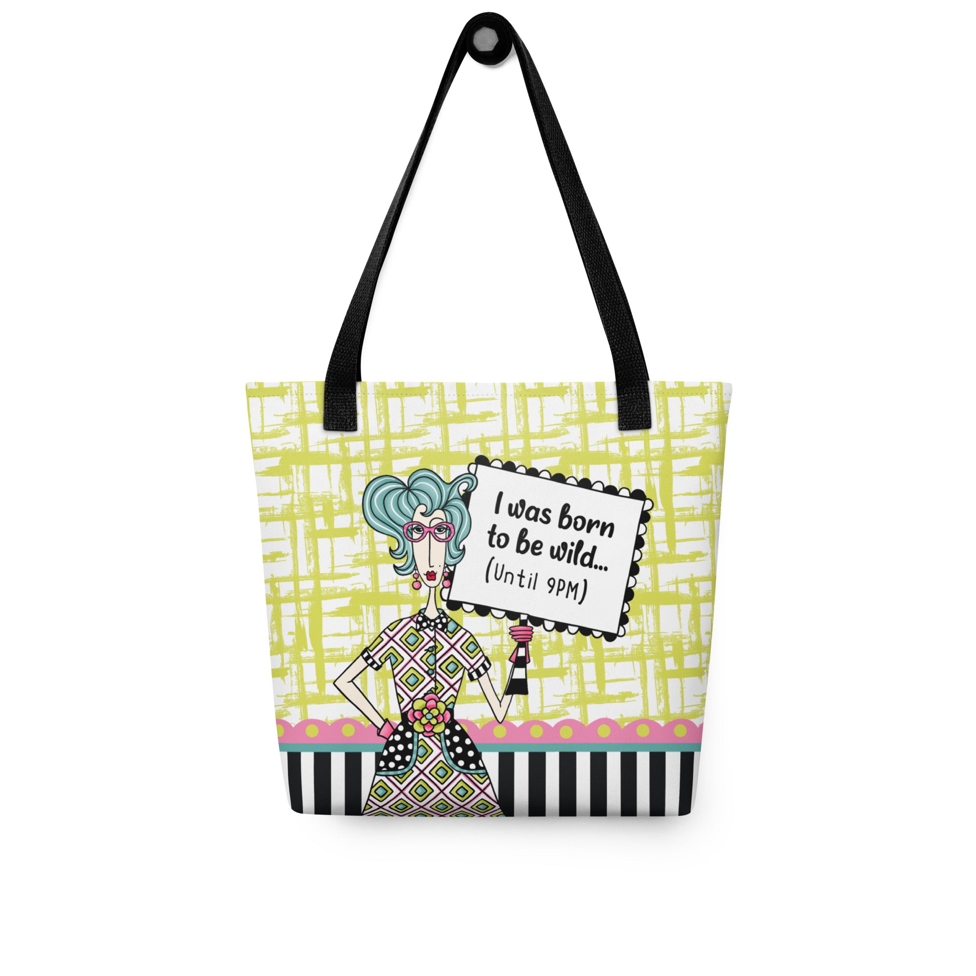 Funny Born to Be Wild tote bag – Dolly Mama – front view