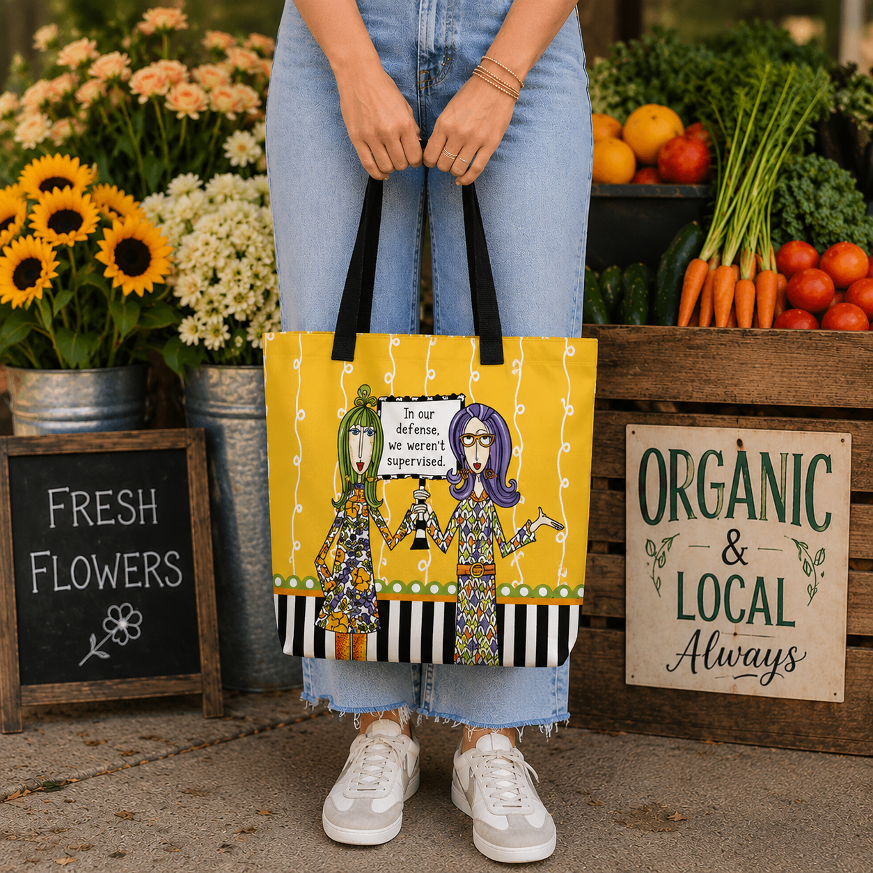 Funny friendship tote bag for women – In Our Defense We Weren't Supervised – Dolly Mama