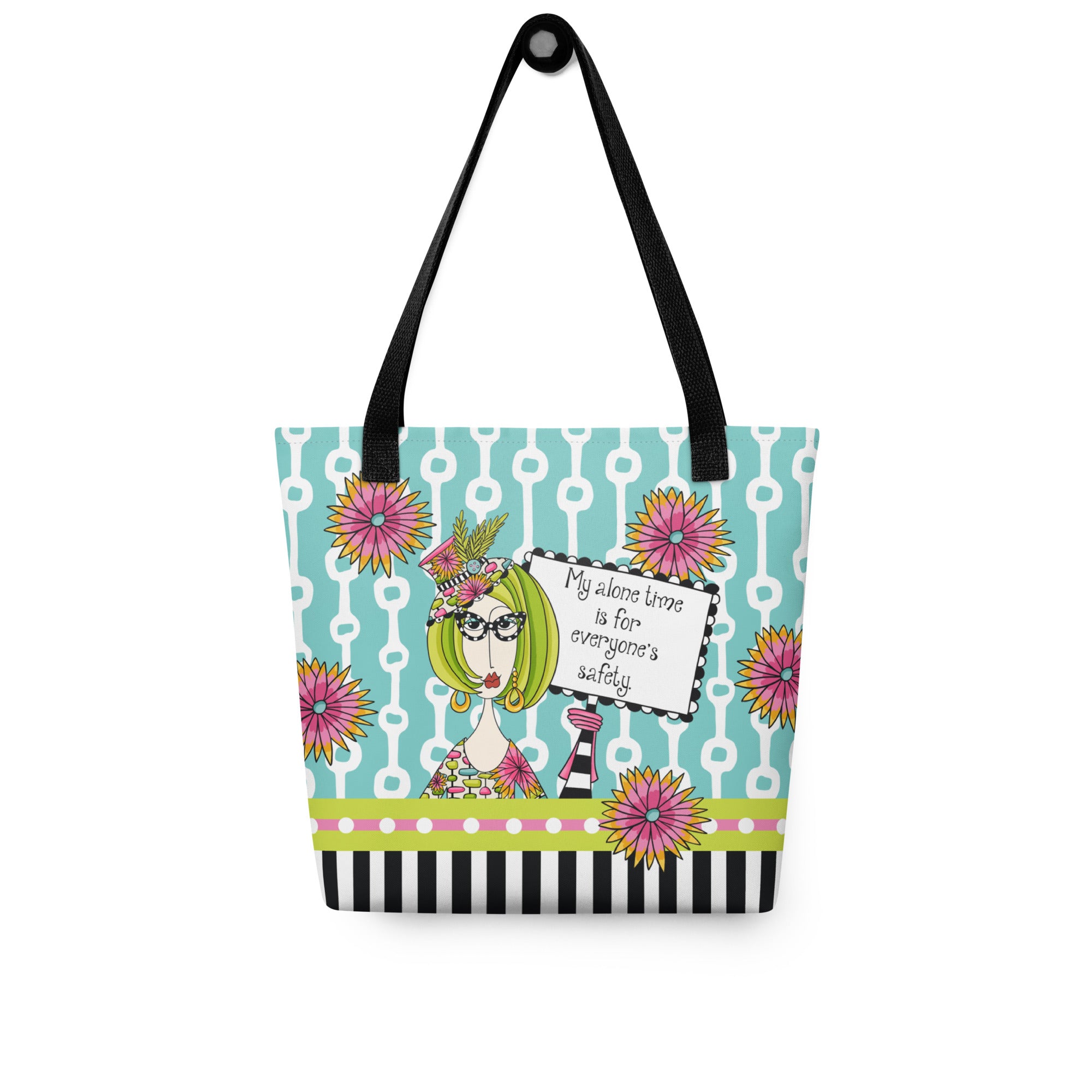 Funny introvert tote bag – Alone Time Safety – Dolly Mama – back view