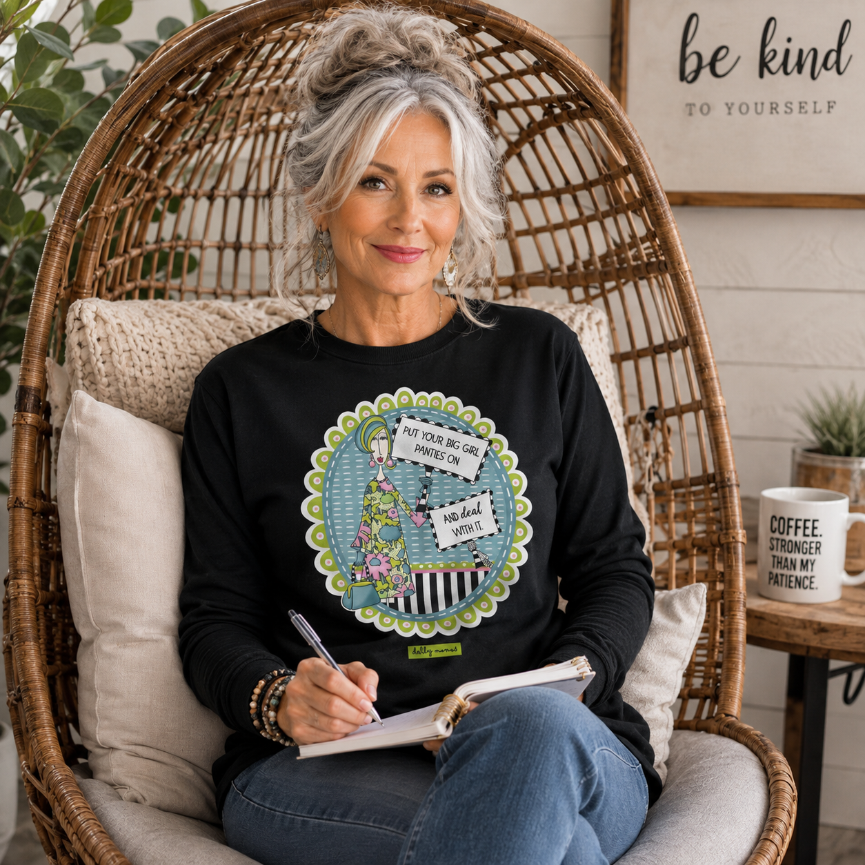 Funny Sassy Long Sleeve T-Shirt Black – Put Your Big Girl Panties On and Deal With It | Dolly Mama
