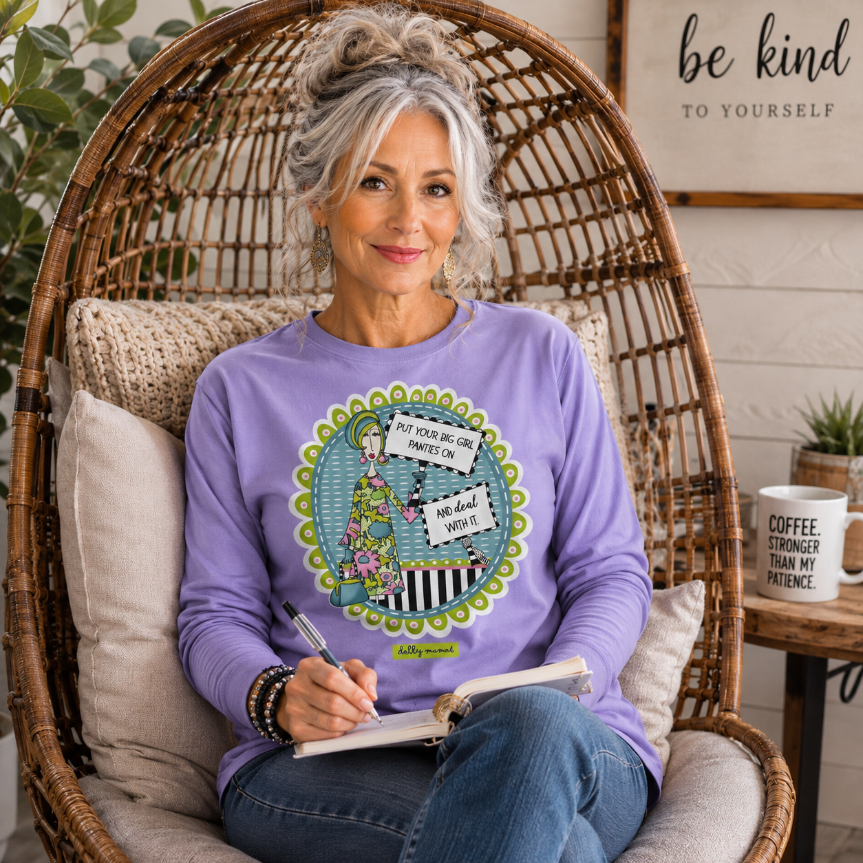 Funny Sassy Long Sleeve T-Shirt Violet – Put Your Big Girl Panties On and Deal With It | Dolly Mama
