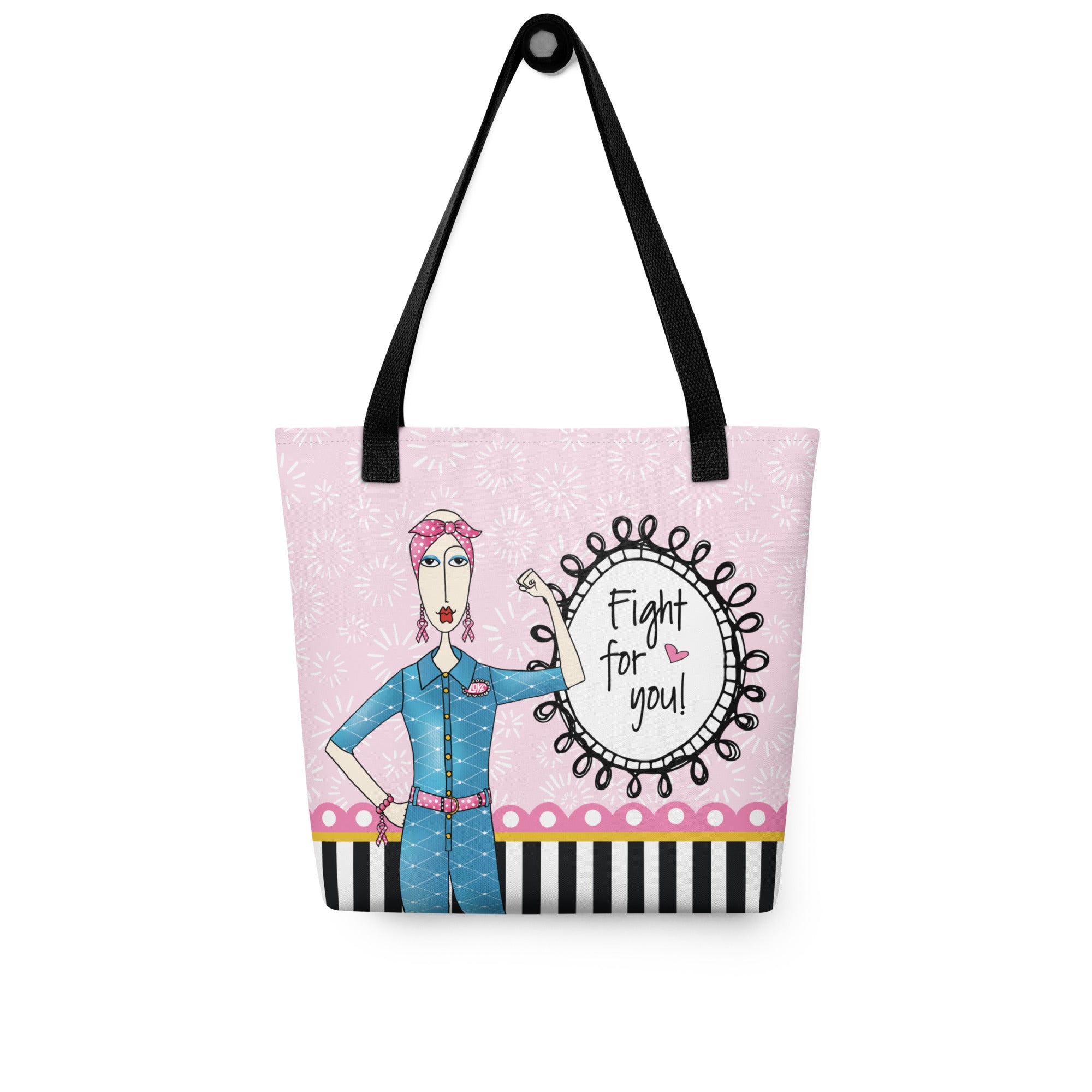 Breast cancer tote bag – Fight for You! – Dolly Mama – backview