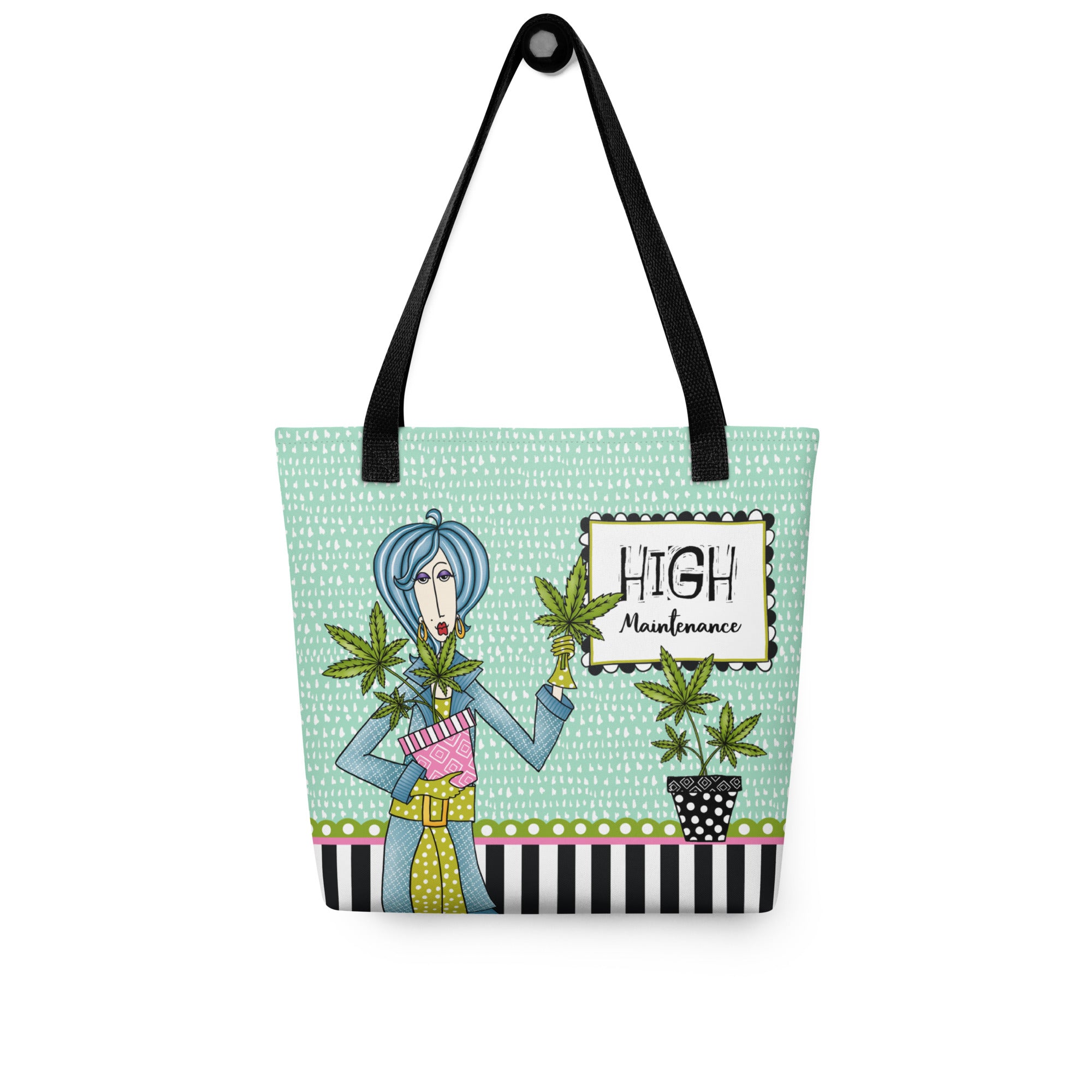 Funny tote bag – High Maintenance – Dolly Mama – back view