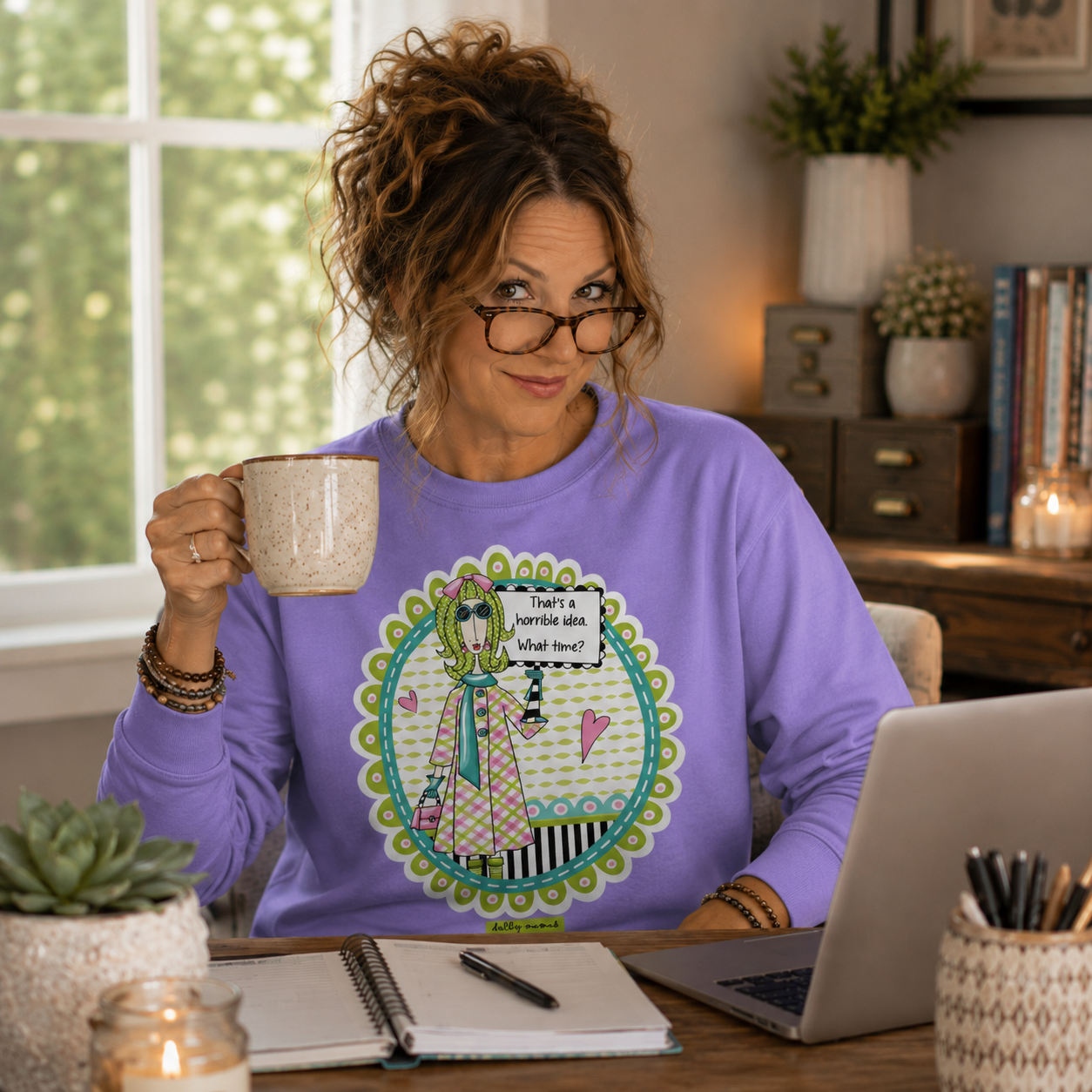 Funny Sassy Long Sleeve T-Shirt Violet – That's a Horrible Idea. What Time? | Dolly Mama