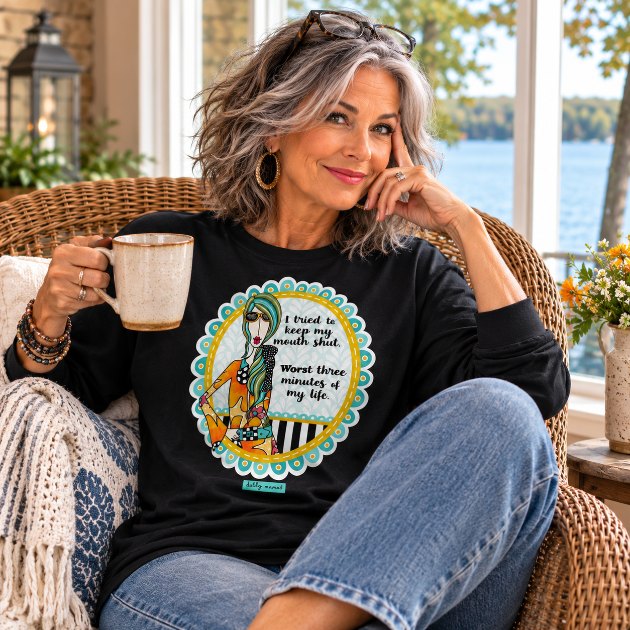 Funny Sassy Long Sleeve T-Shirt Black – I Tried to Keep My Mouth Shut | Dolly Mama