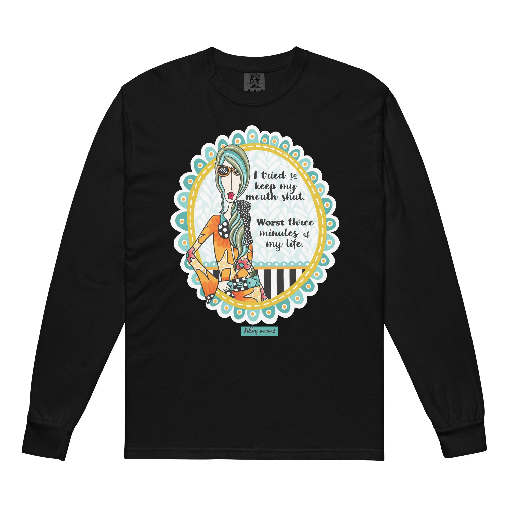 Funny Sassy Long Sleeve T-Shirt Black – I Tried to Keep My Mouth Shut | Dolly Mama