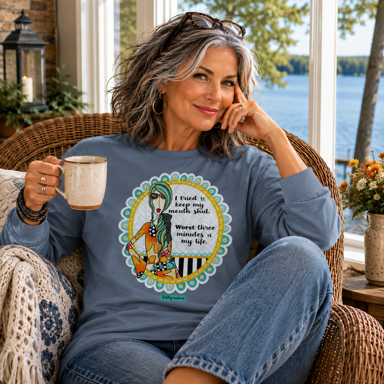 Funny Sassy Long Sleeve T-Shirt Blue Jean – I Tried to Keep My Mouth Shut | Dolly Mama
