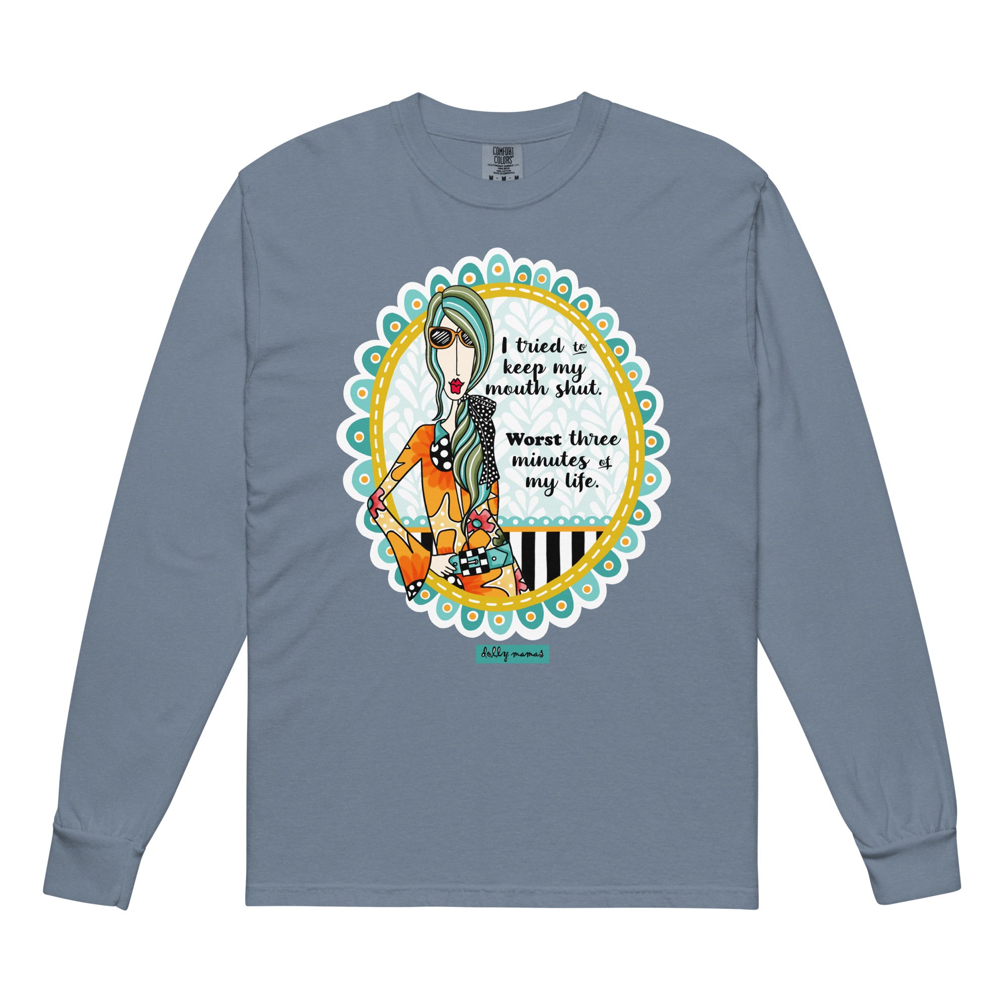 Funny Sassy Long Sleeve T-Shirt Blue Jean – I Tried to Keep My Mouth Shut | Dolly Mama