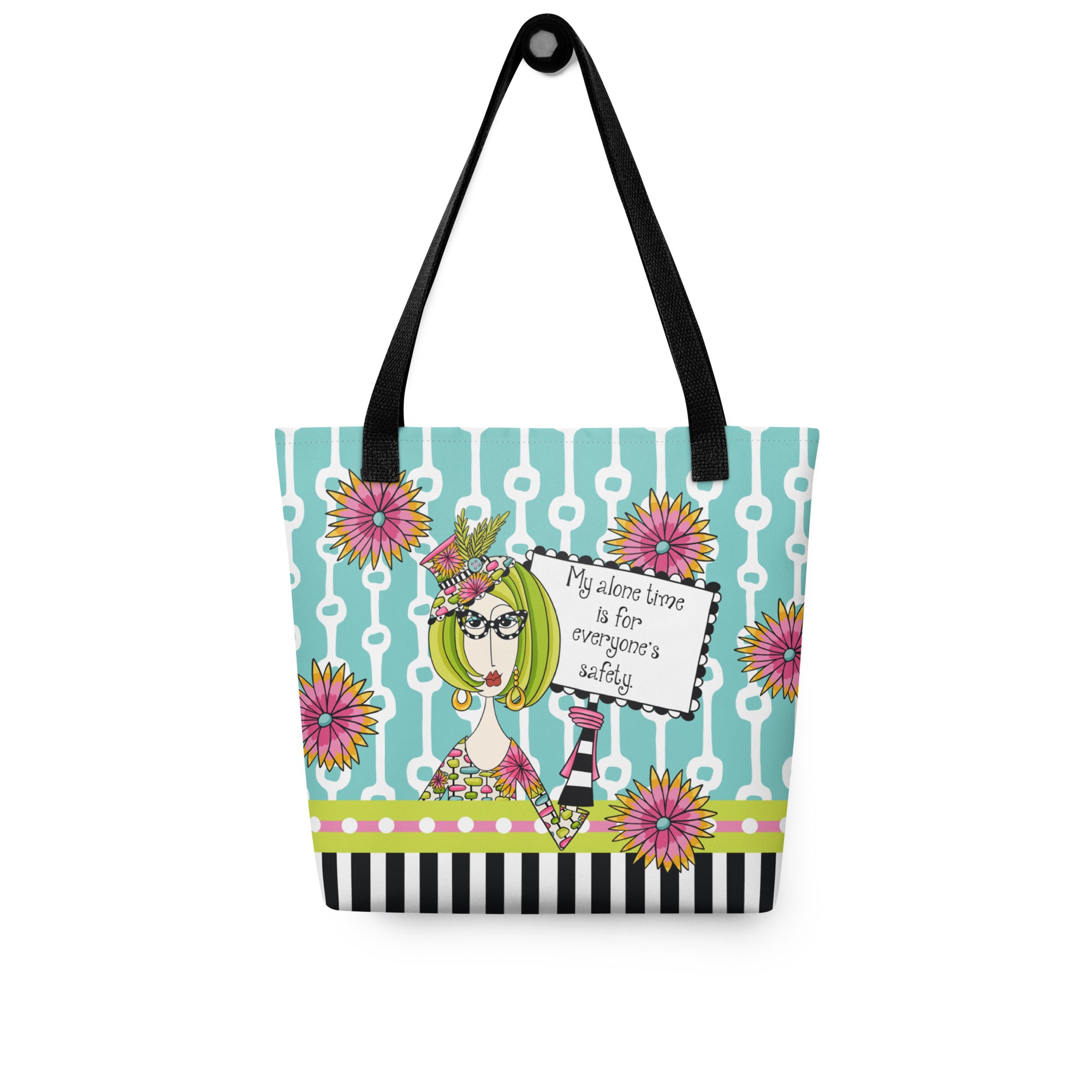 Funny introvert tote bag – Alone Time Safety – Dolly Mama – front view