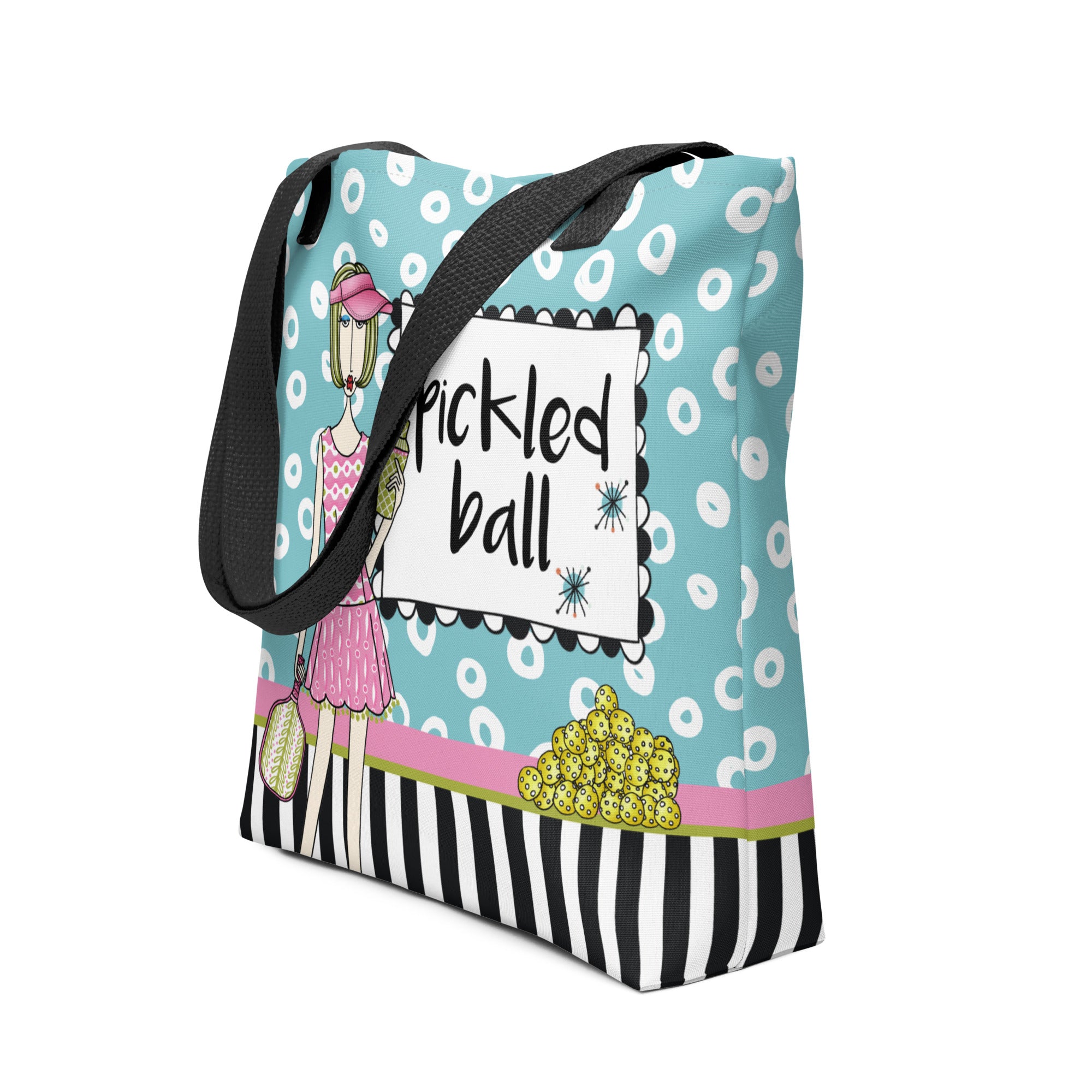 Funny pickleball tote bag for women – Pickled Ball – Dolly Mama – sideview