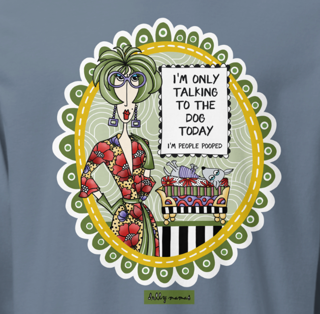 Funny Dog Lover Long Sleeve T-Shirt – Blue Jean Close-Up – I'm Only Talking to the Dog Today | Dolly Mama