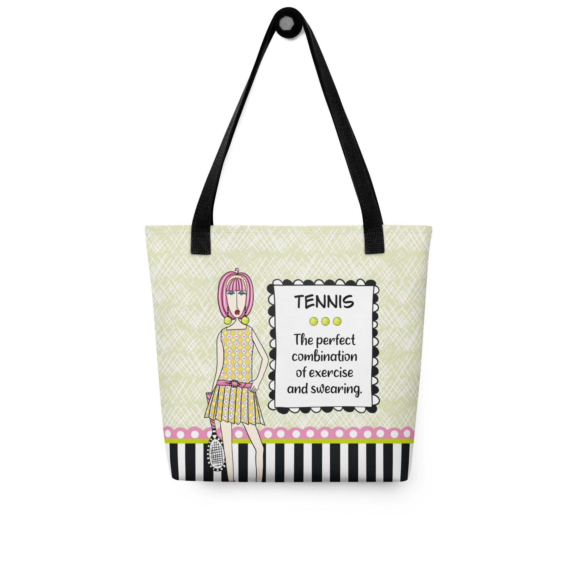 Funny tennis tote bag – Tennis The Perfect Combination of Exercise and Swearing – Dolly Mama – front view