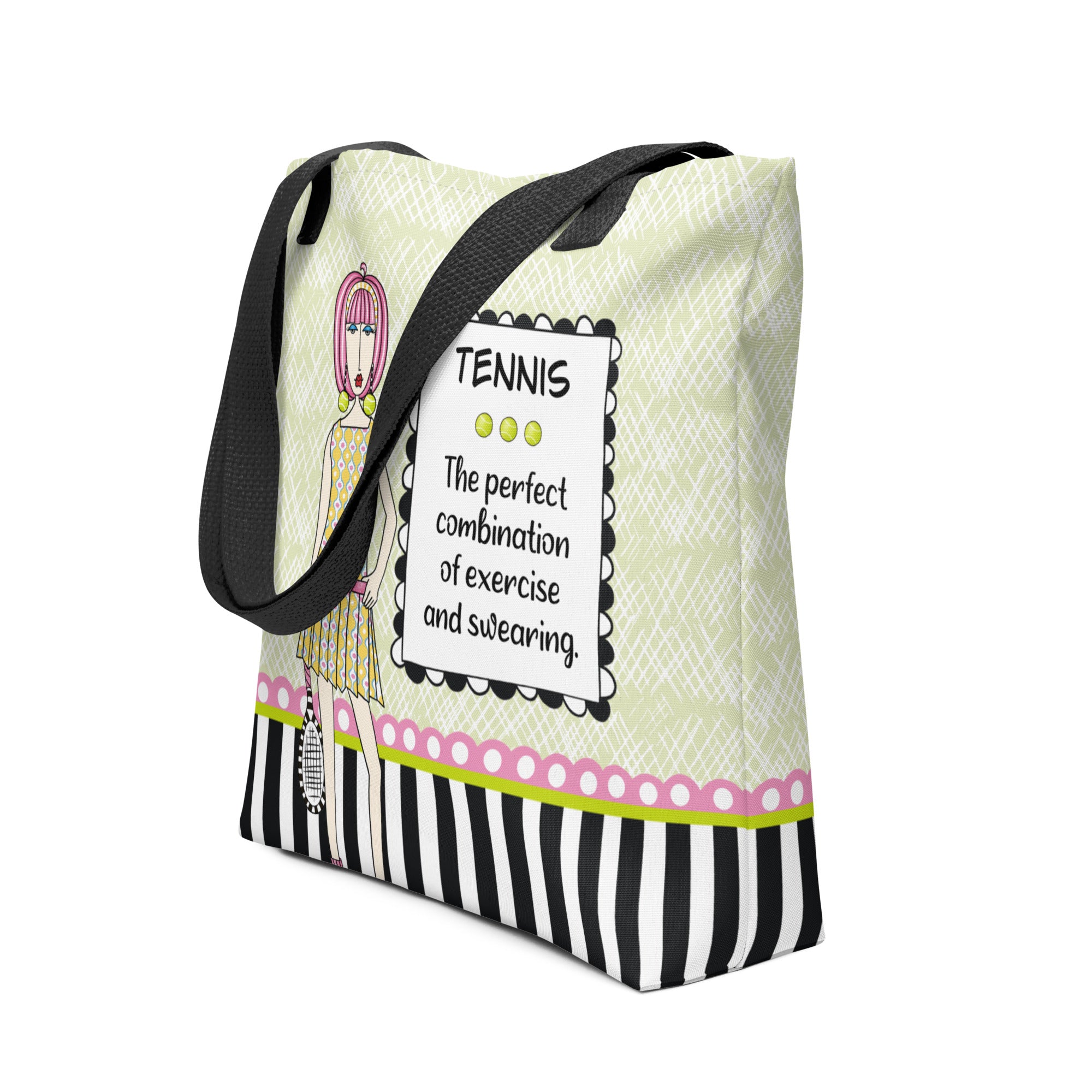 Funny tennis tote bag – Tennis The Perfect Combination of Exercise and Swearing – Dolly Mama – side view