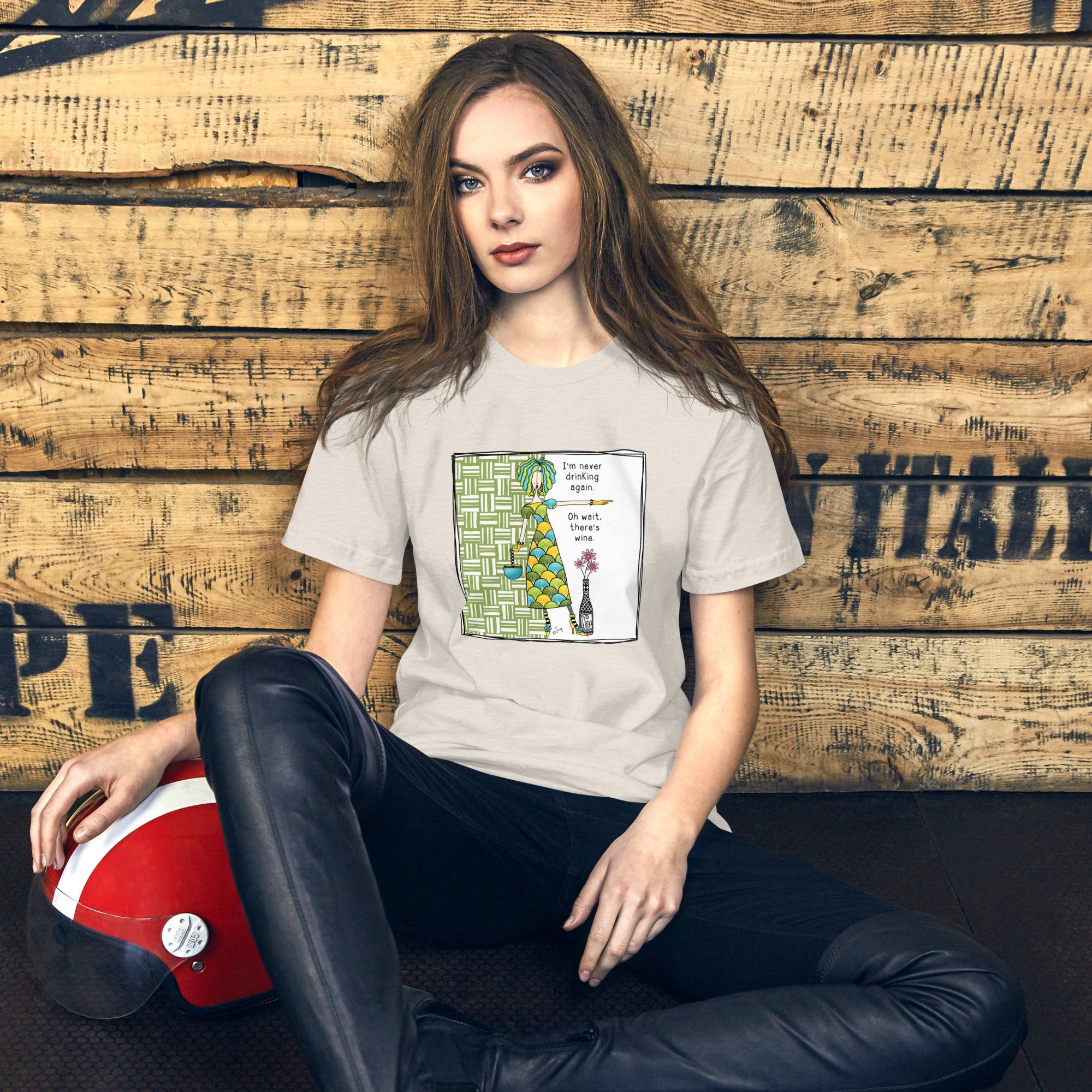 Dolly Mama Unisex Tee – “I'm never drinking again. Oh wait, there's wine.”