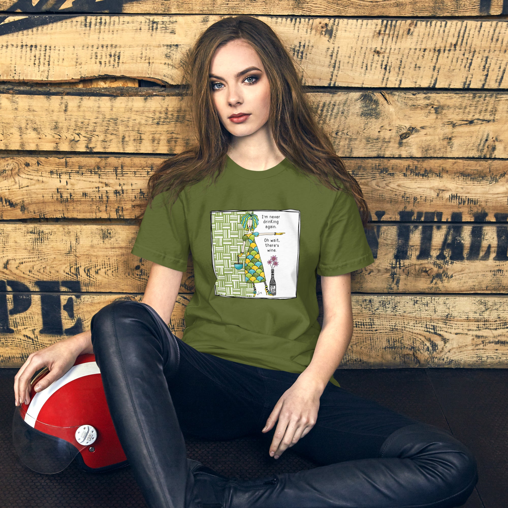 Dolly Mama Unisex Tee – “I'm never drinking again. Oh wait, there's wine.”