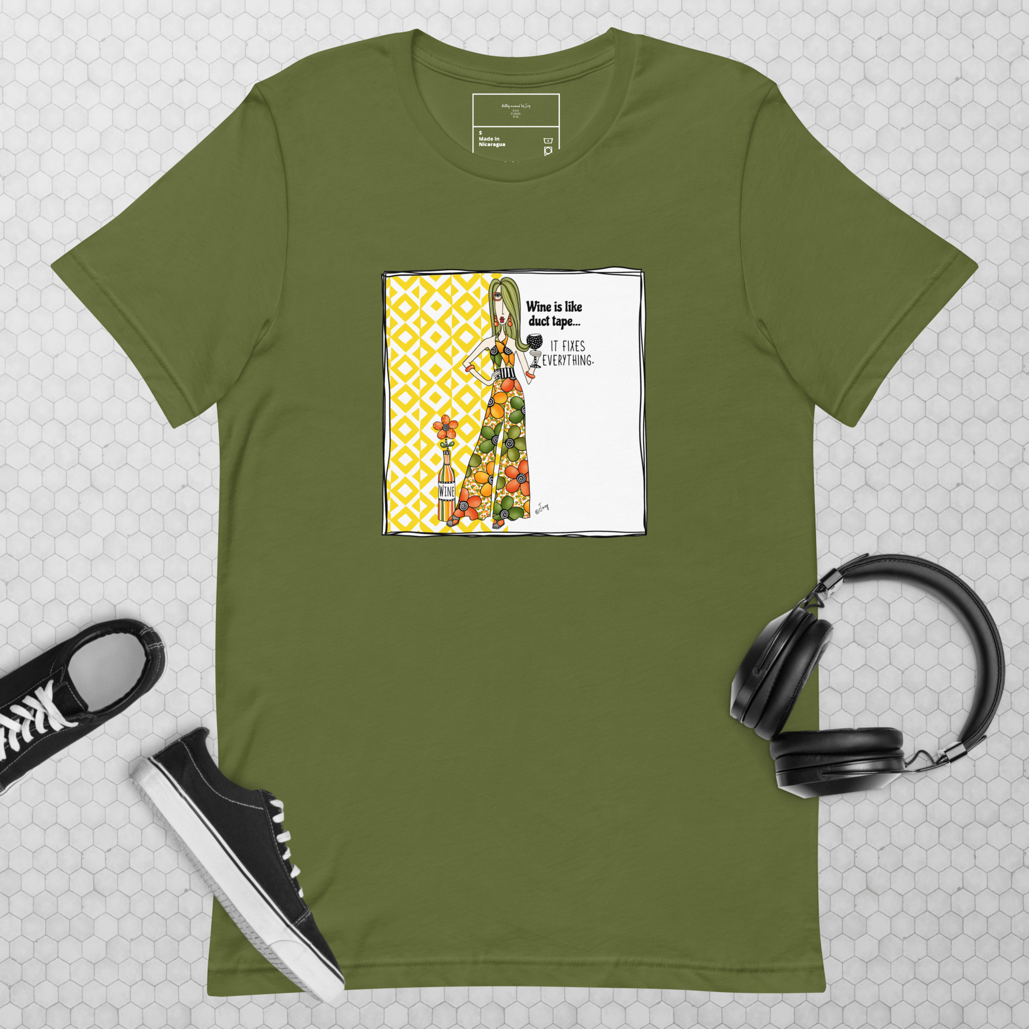 Dolly Mama Unisex Tee – Wine is like duct tape. It fixes everything.