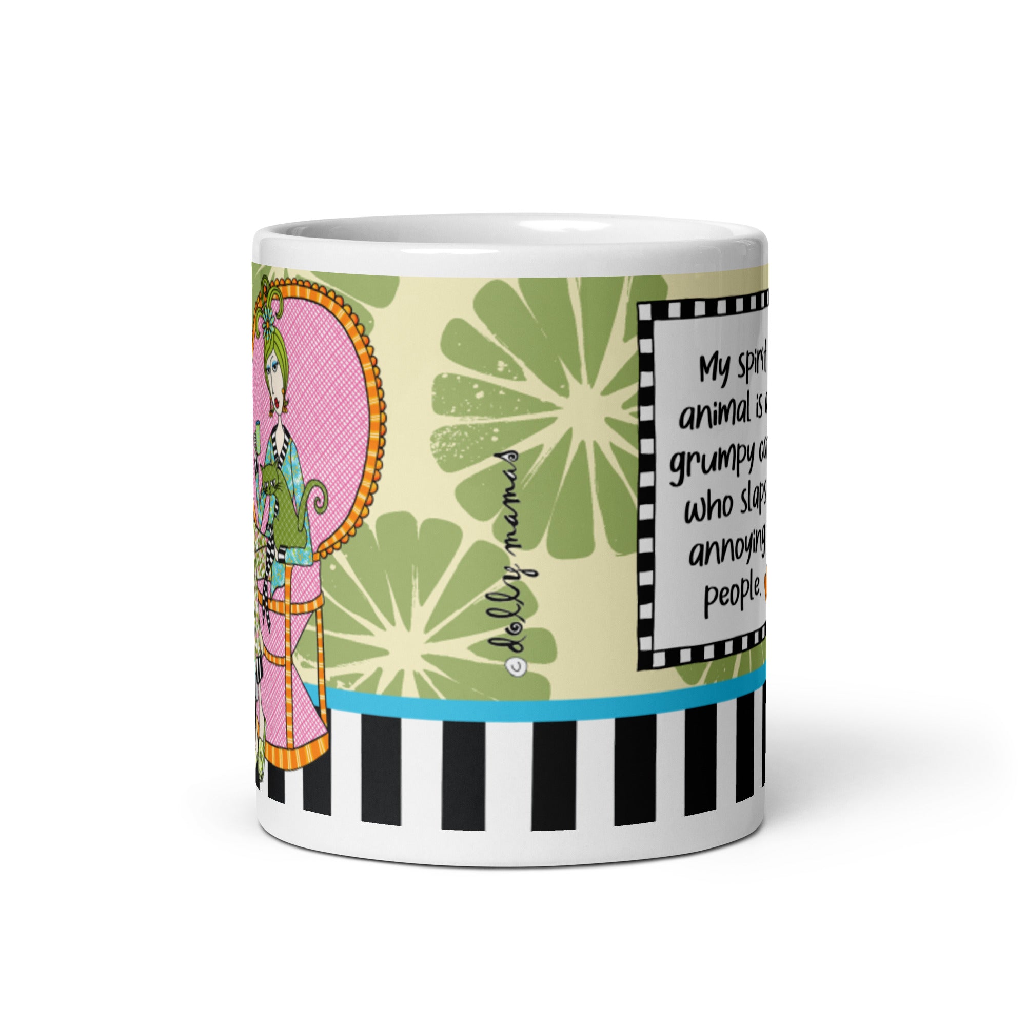 Funny Grumpy Cat Coffee Mug – My Spirit Animal Is a Grumpy Cat Who Slaps Annoying People. | Dolly Mama mug