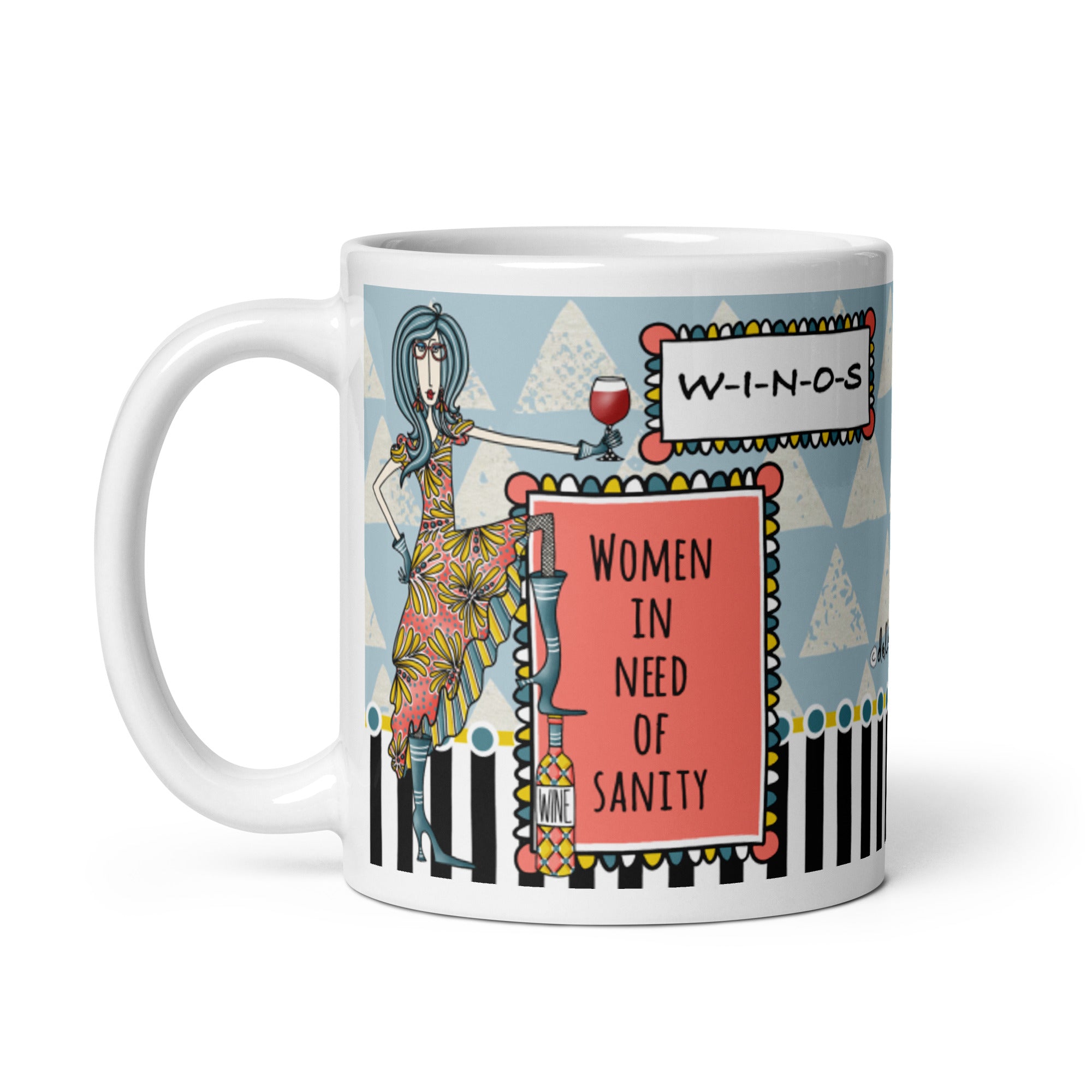 Funny Wine Lover Coffee Mug – “W-I-N-O-S: Women In Need of Sanity” | Dolly Mama