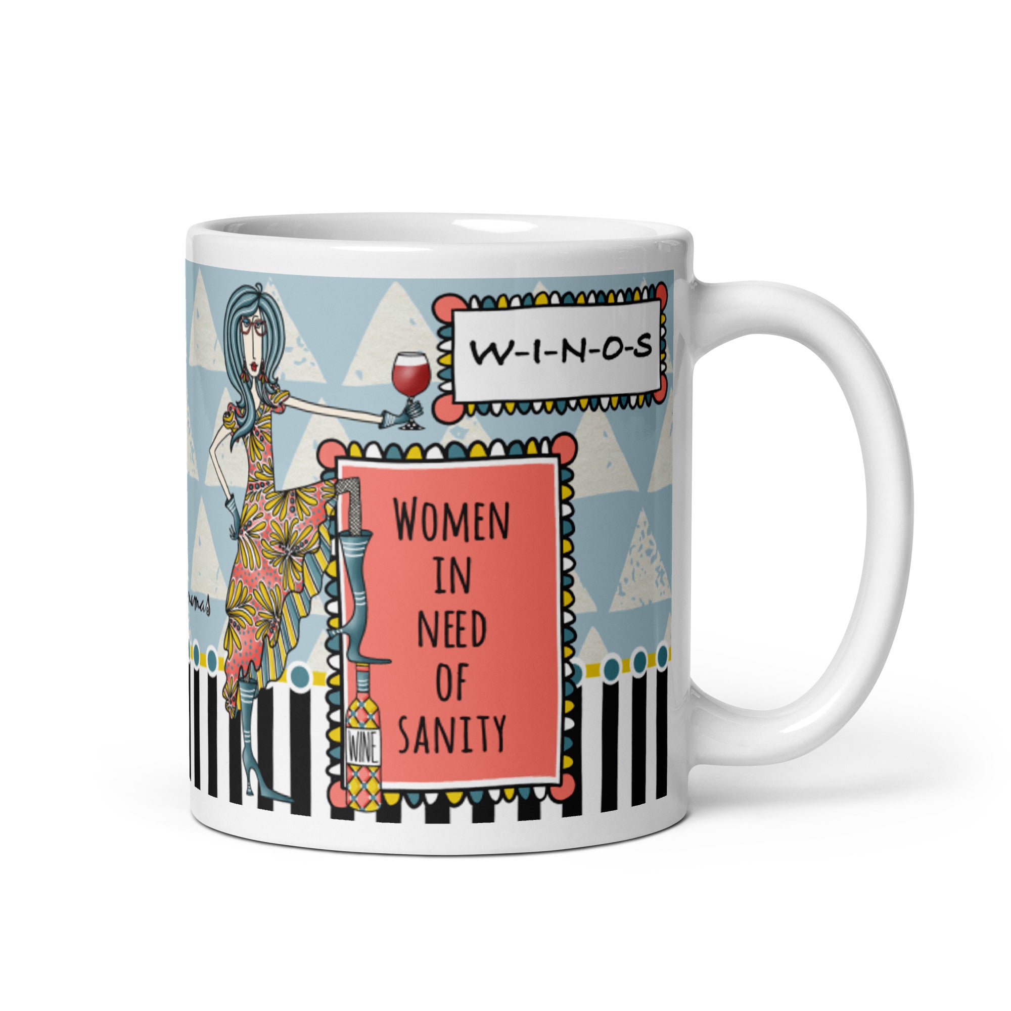 Funny Wine Lover Coffee Mug – “W-I-N-O-S: Women In Need of Sanity” | Dolly Mama