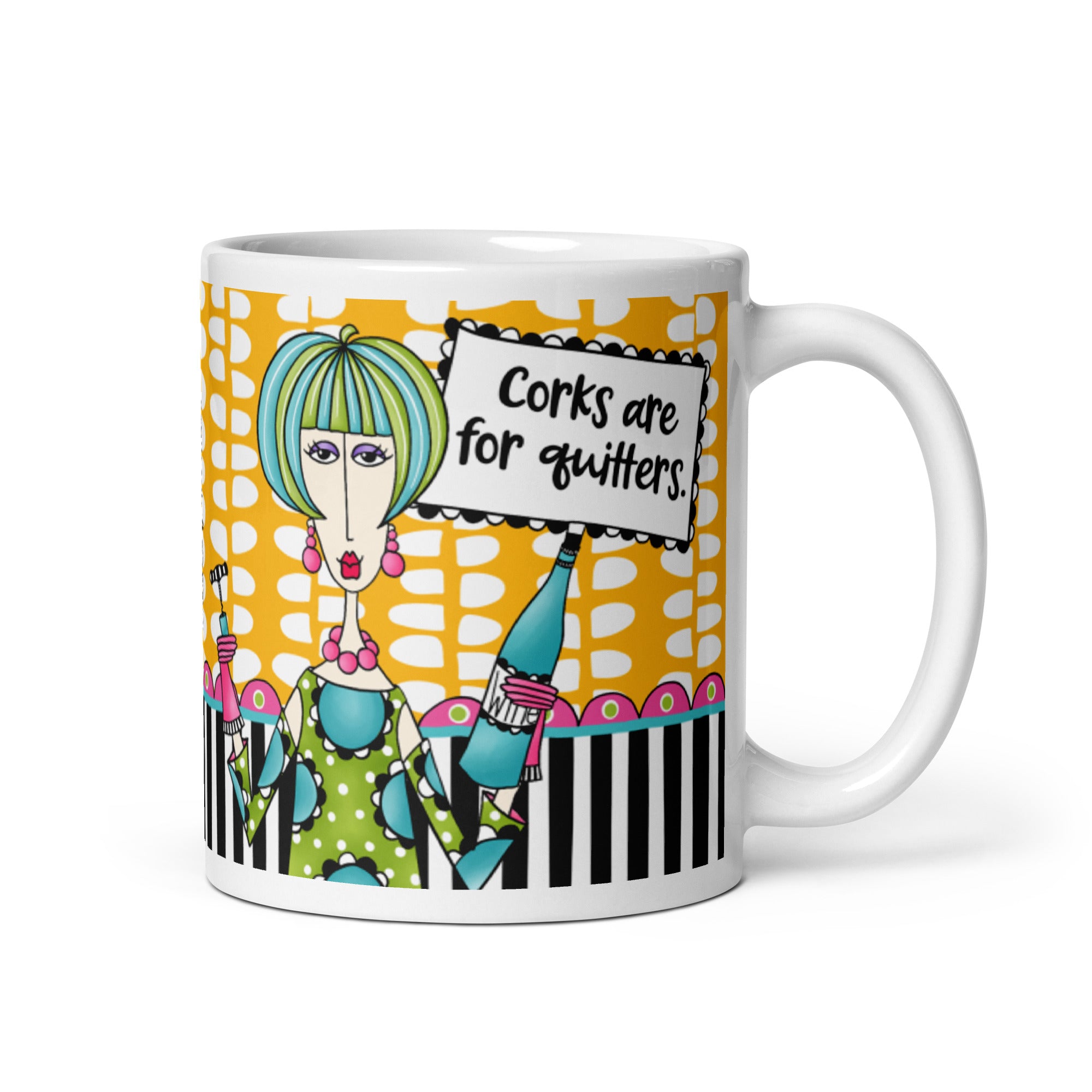 Funny Wine Coffee Mug – “Corks Are for Quiters” | Dolly Mama