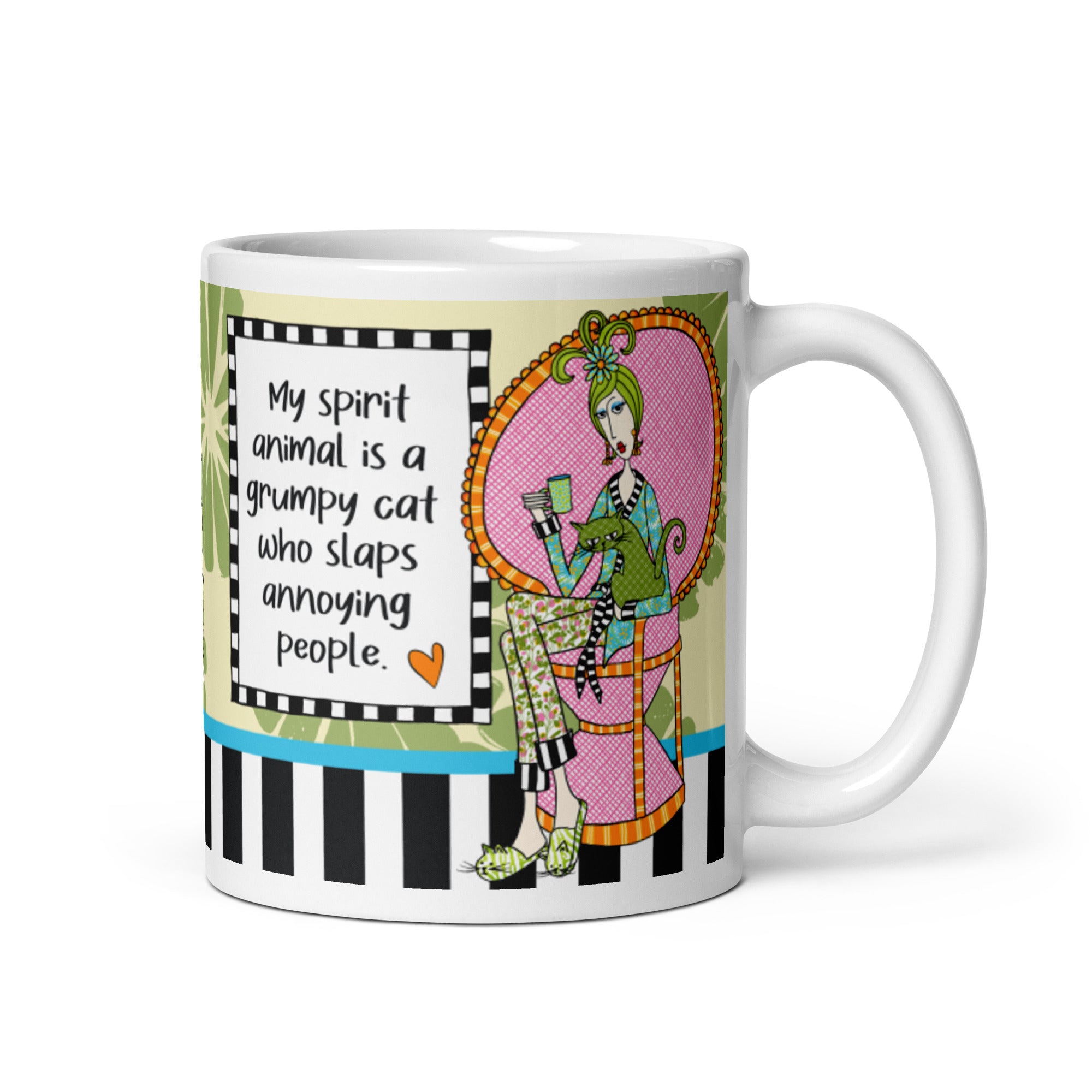Funny Grumpy Cat Coffee Mug – My Spirit Animal Is a Grumpy Cat Who Slaps Annoying People. | Dolly Mama mug
