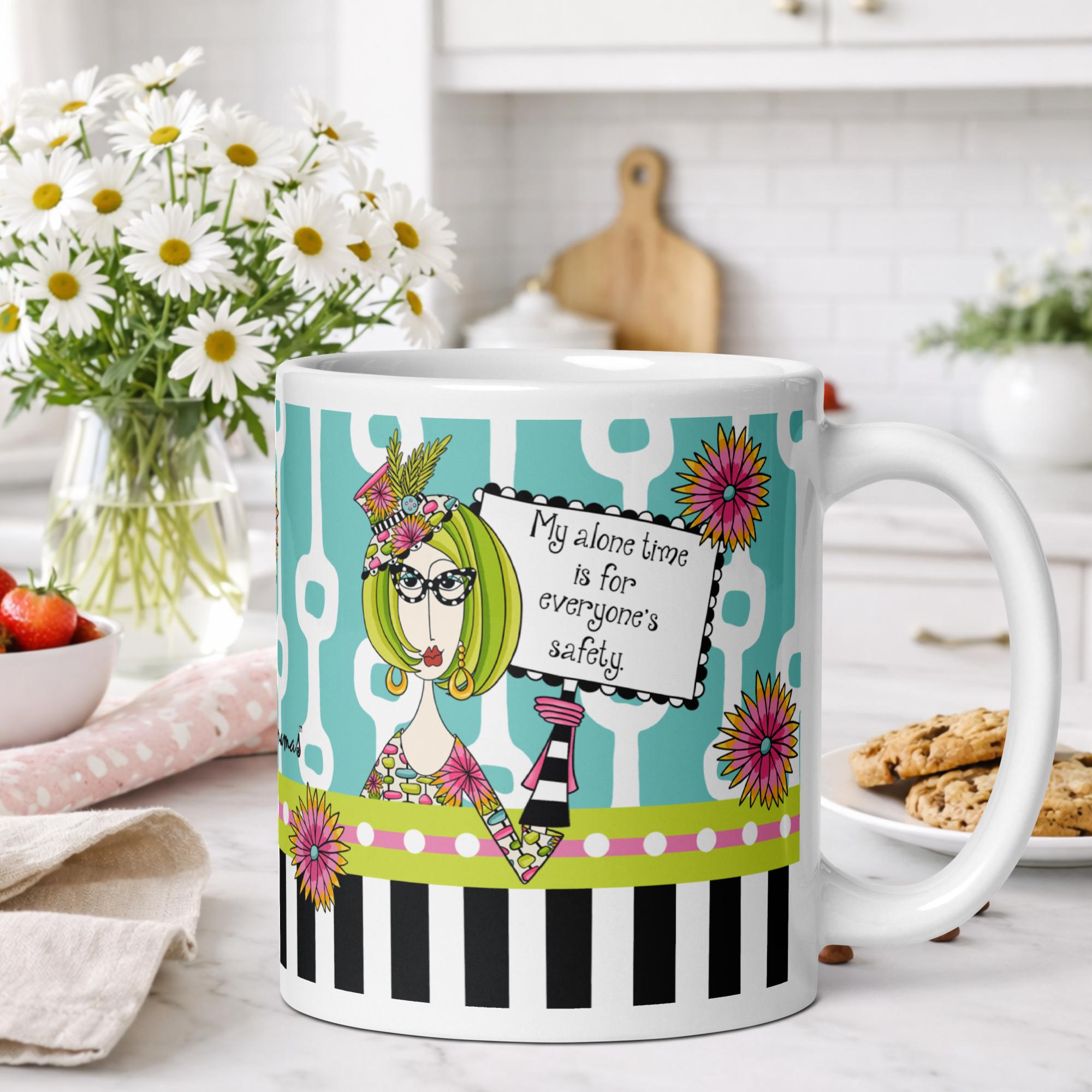 Funny introvert coffee mug for women - my alone time is for everyone's safety humor gift - Dolly Mamas by Joey