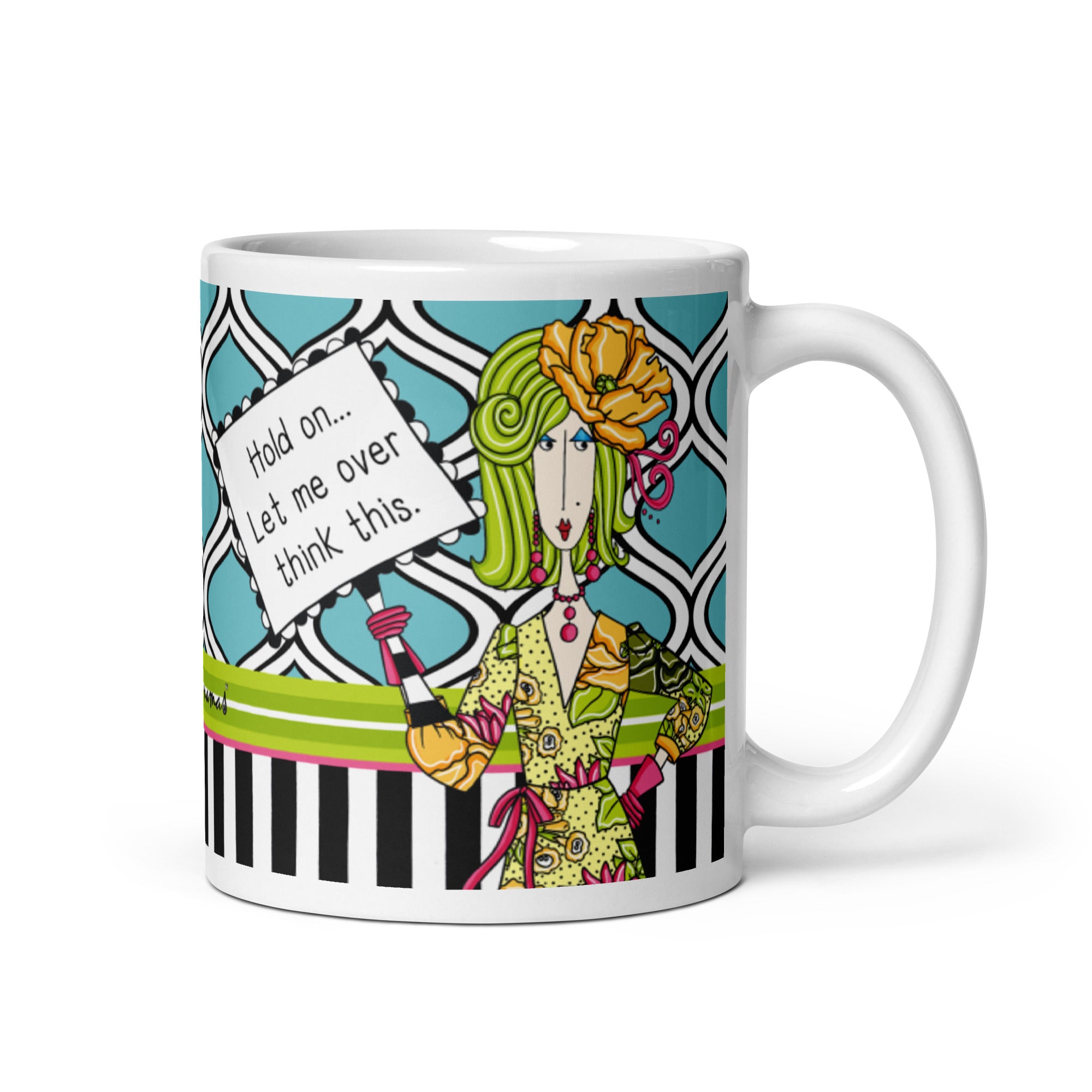 Funny Overthinker Coffee Mug – Hold On… Let Me Overthink This. | Dolly Mama mug