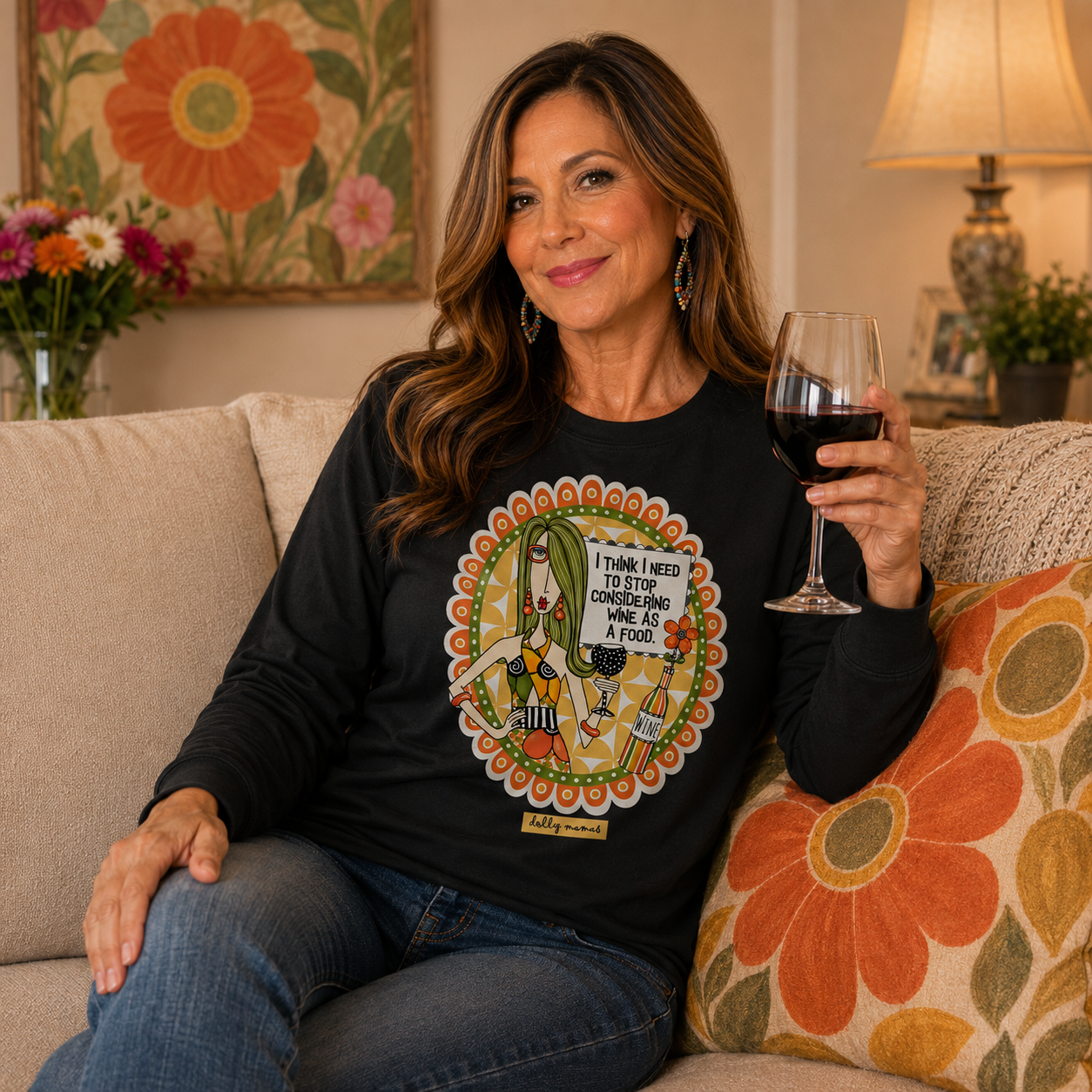 Funny Wine Long Sleeve T-Shirt Black – I Think I Need to Stop Considering Wine as a Food | Dolly Mama