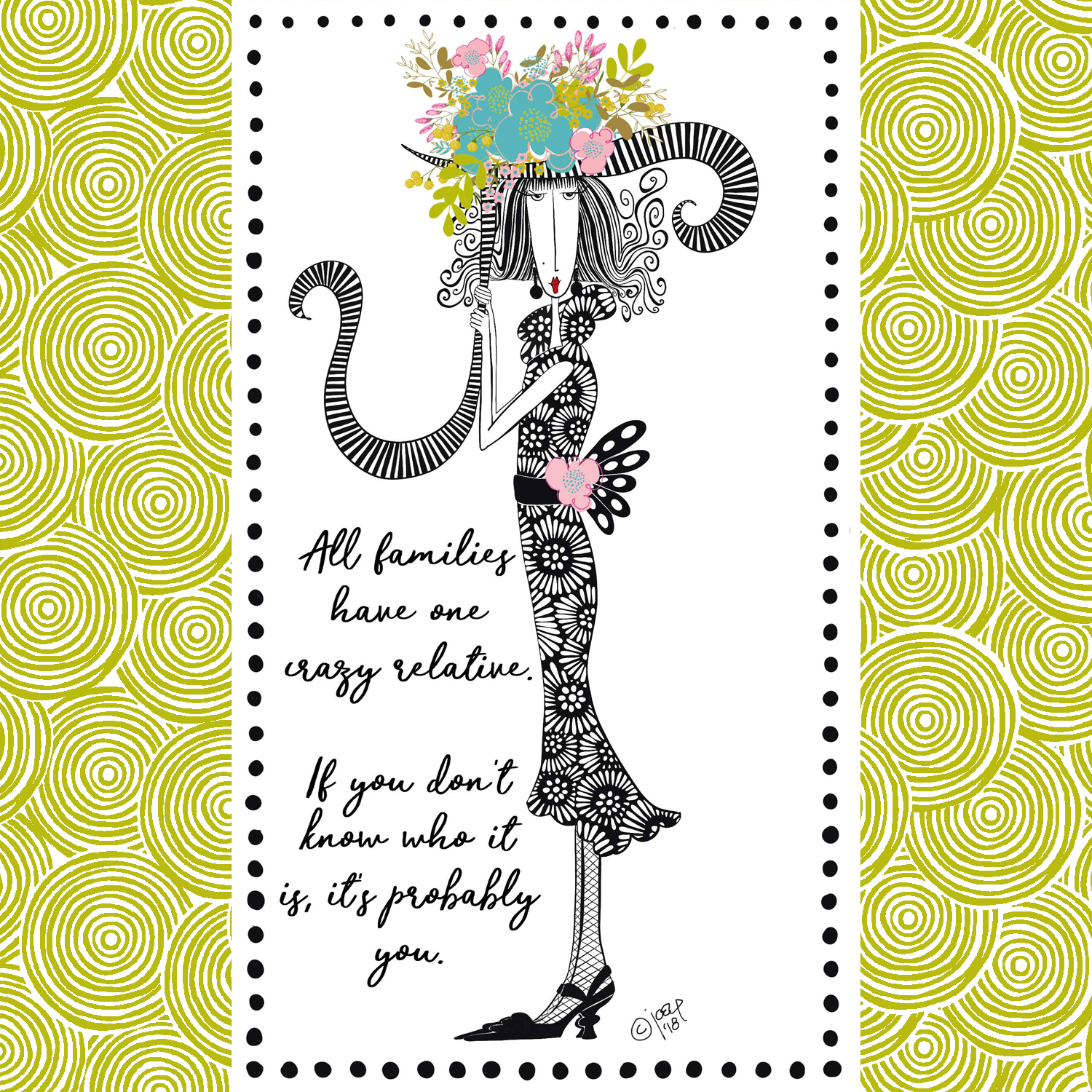 Funny midlife humor illustration – is crazy contagious – Dolly Mama