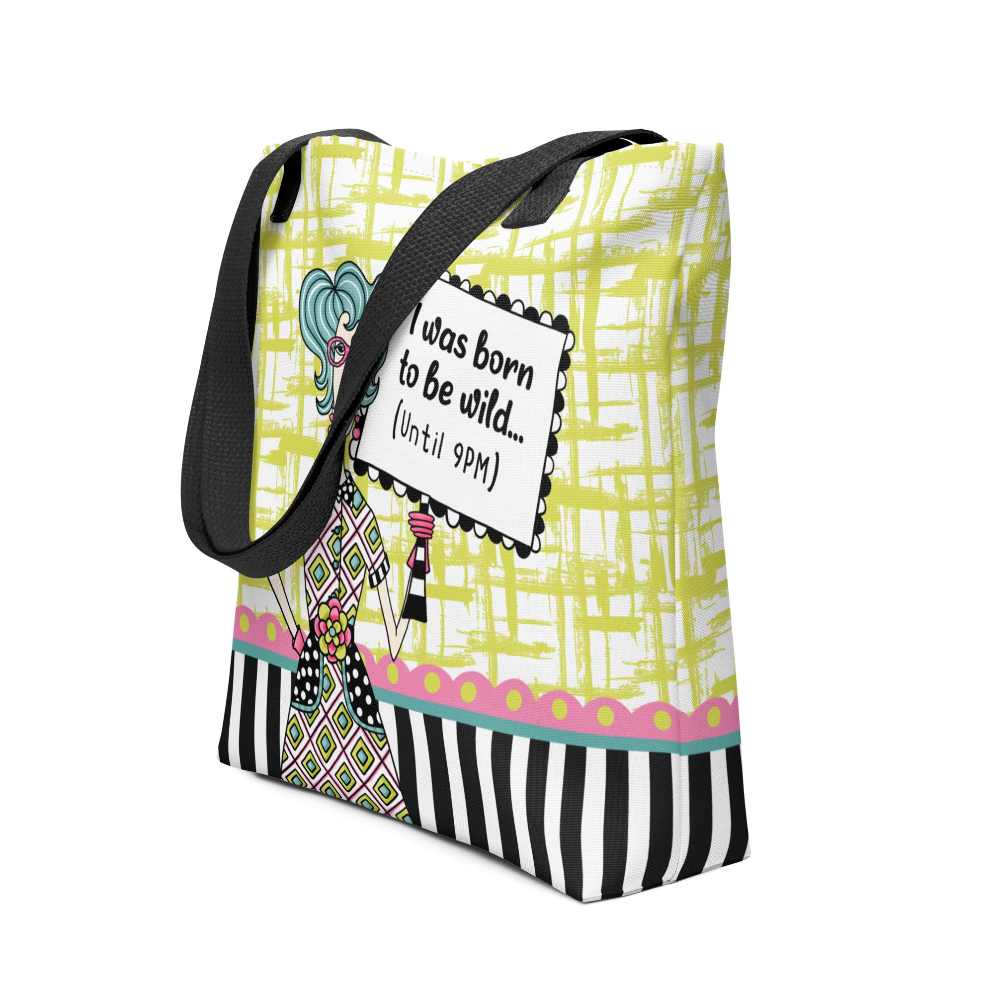 Funny Born to Be Wild tote bag – Dolly Mama – side view