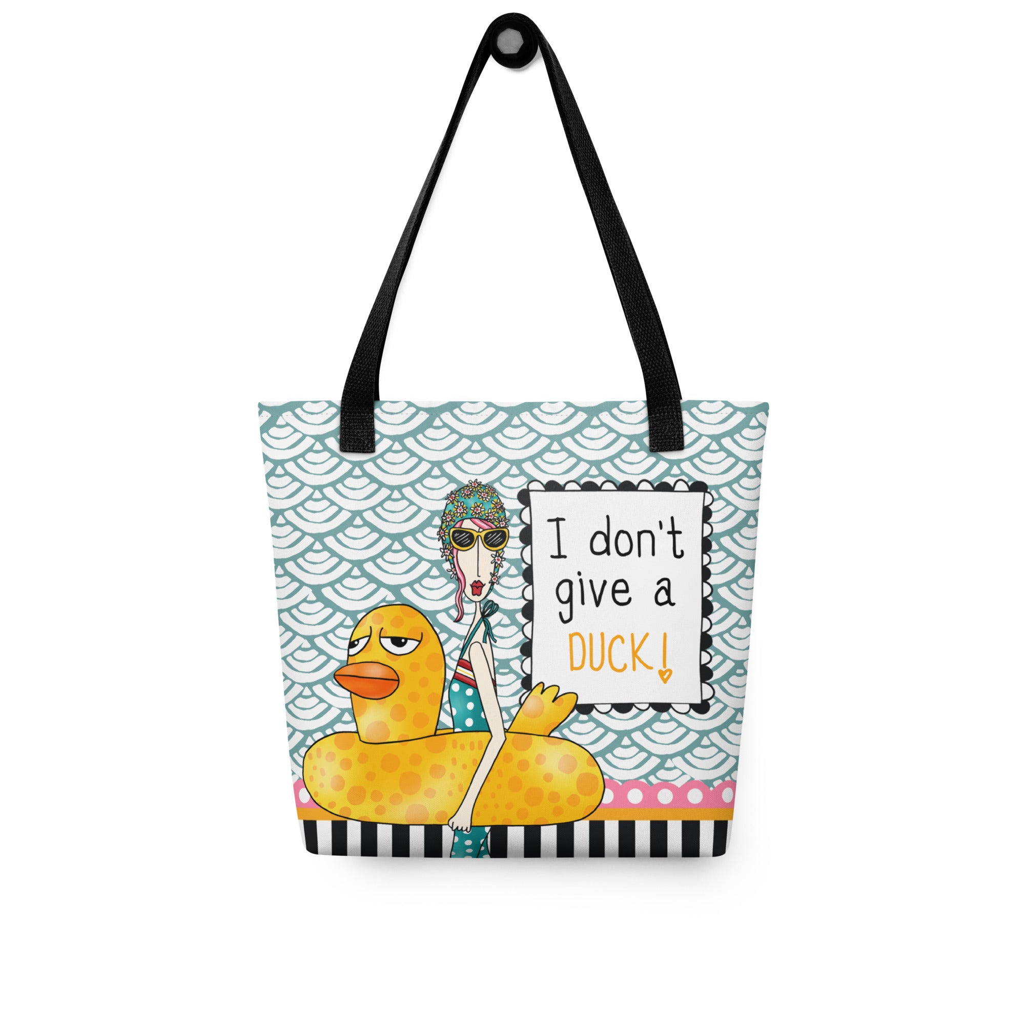 Funny tote bag – I Don't Give a Duck – Dolly Mama – front view