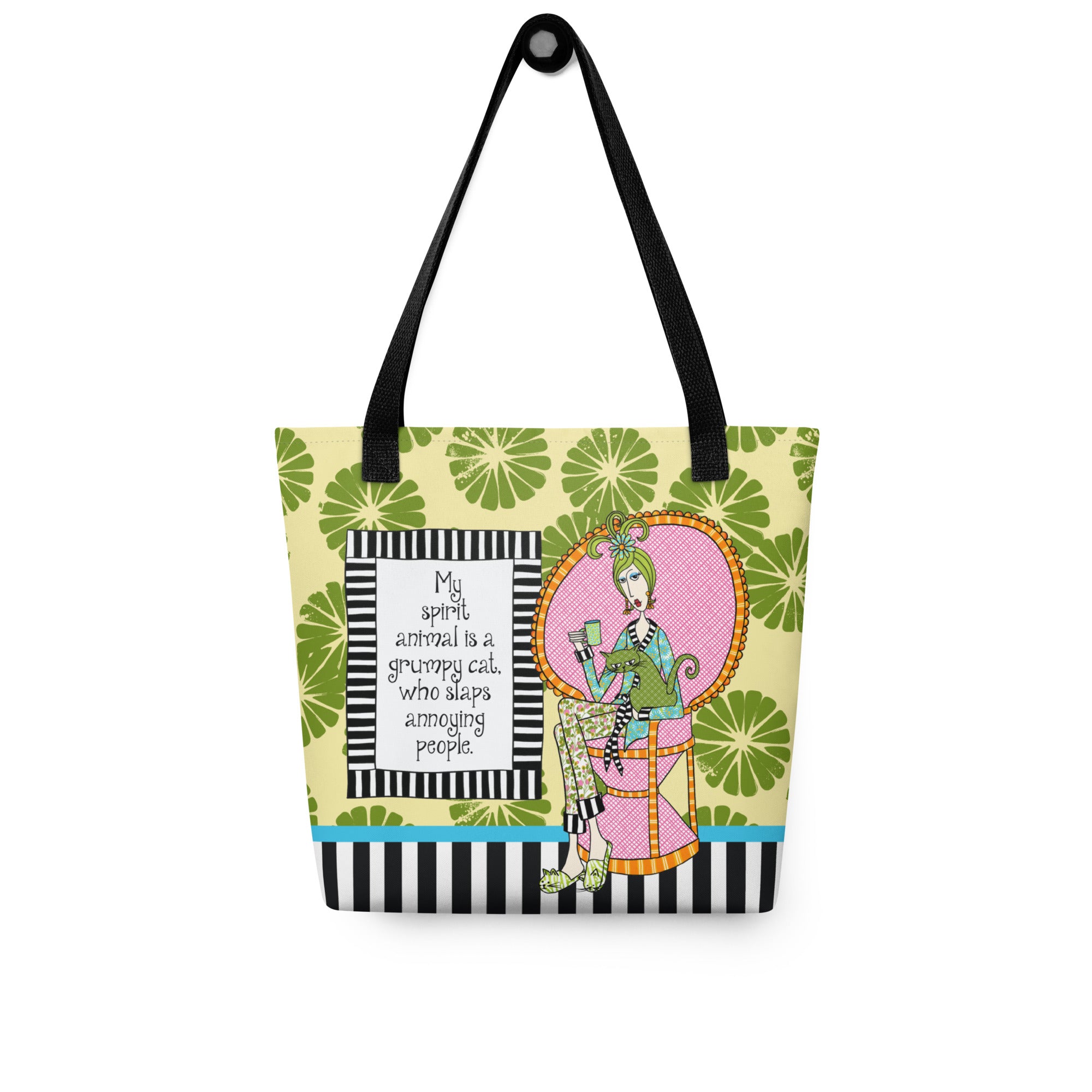 Funny cat lover tote bag – Grumpy Cat Spirit Animal – Dolly Mama – back view
