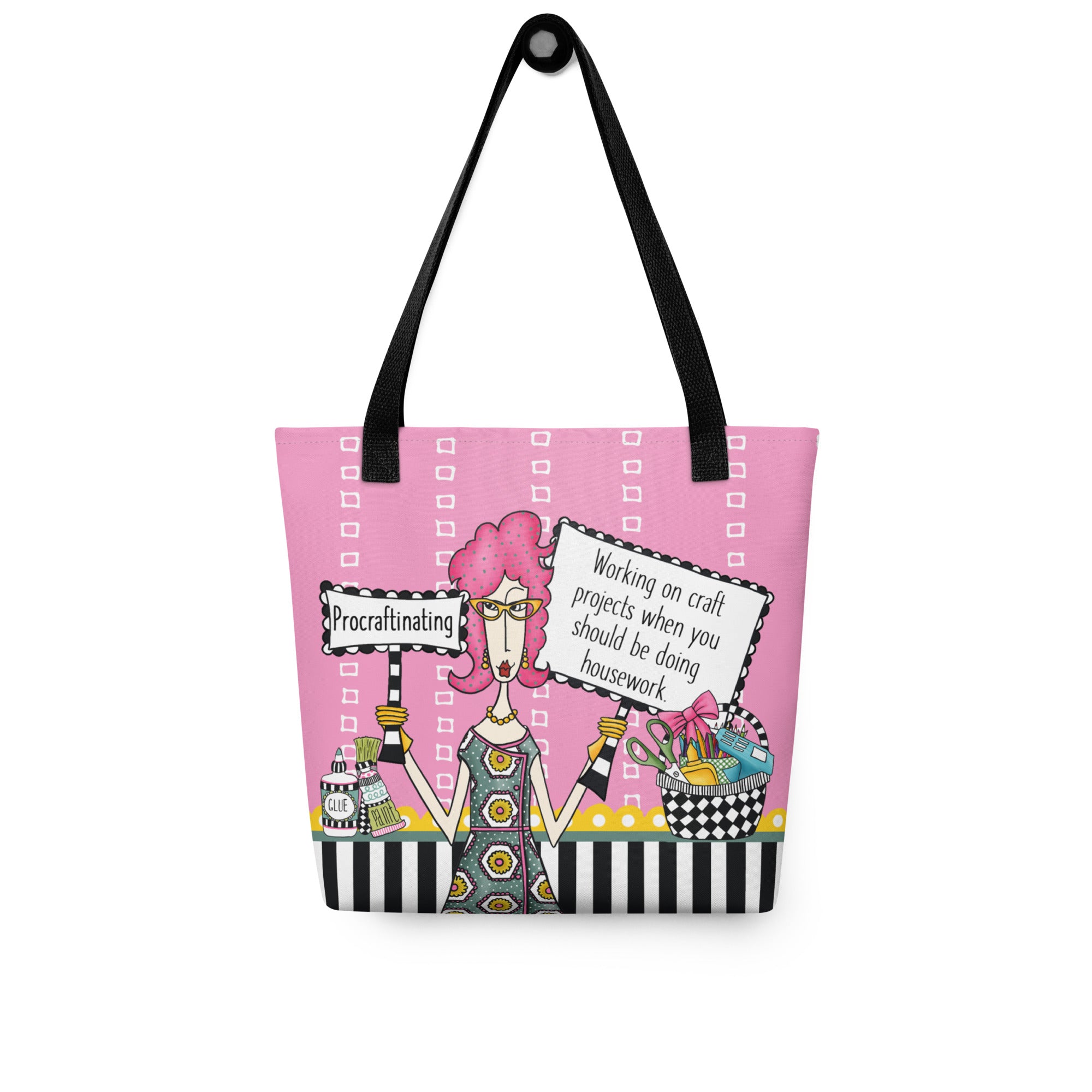 Funny crafting tote bag – Procraftinating – Dolly Mama – back view