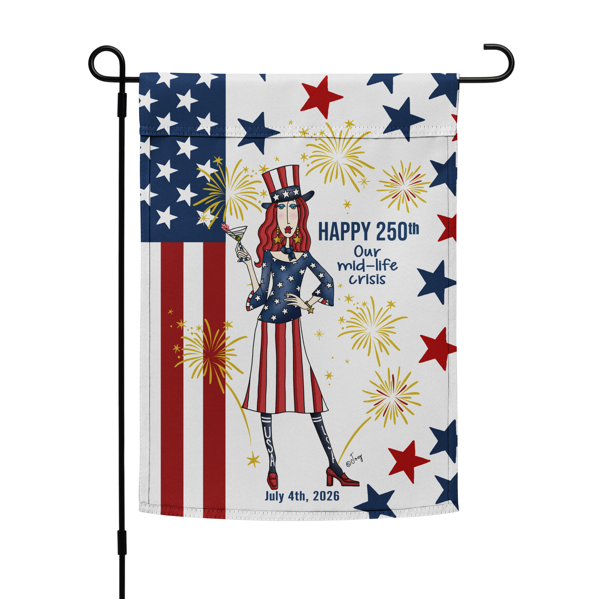 Dolly Mama Garden Flag – Happy 250th – Our mid-life crisis