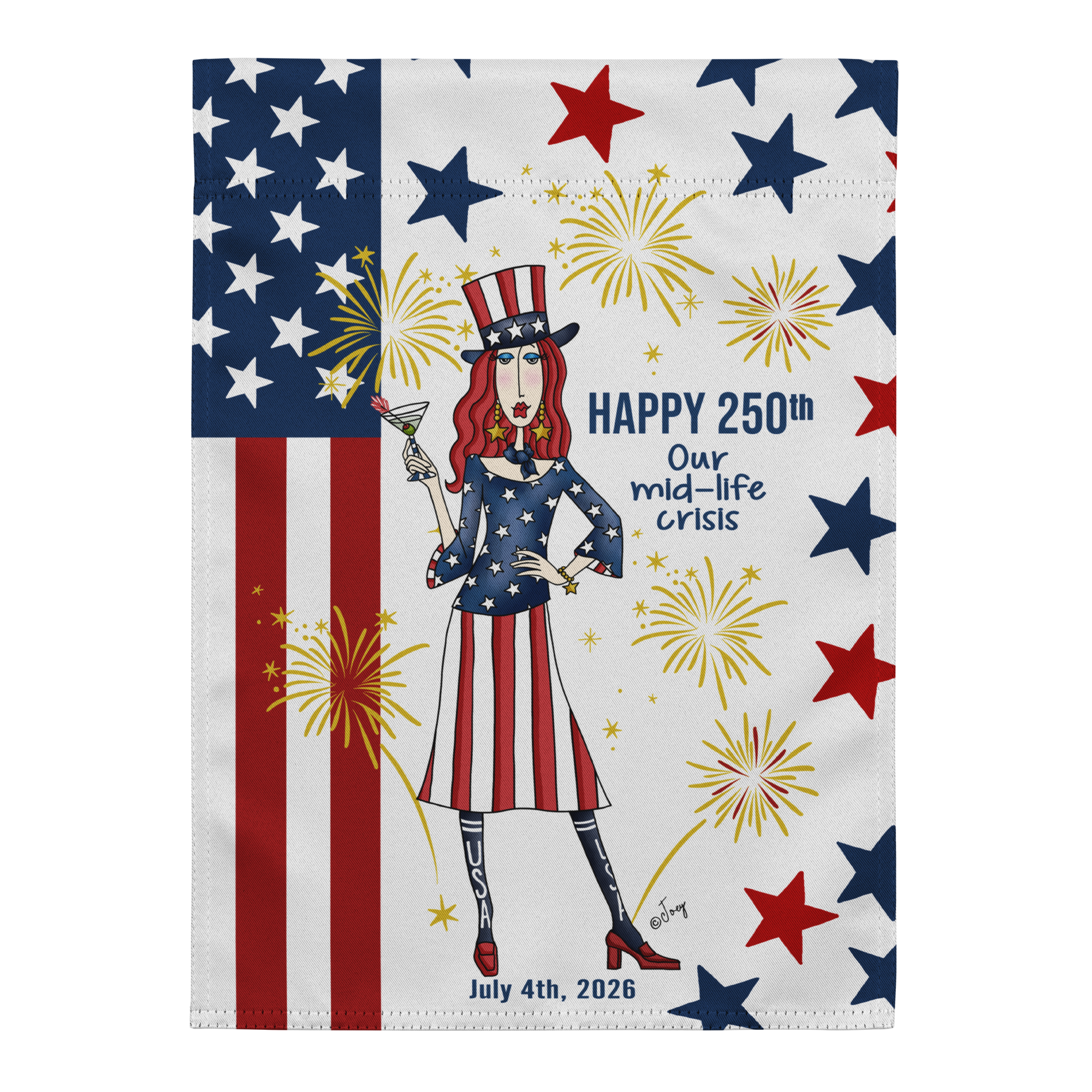 Dolly Mama Garden Flag – Happy 250th – Our mid-life crisis