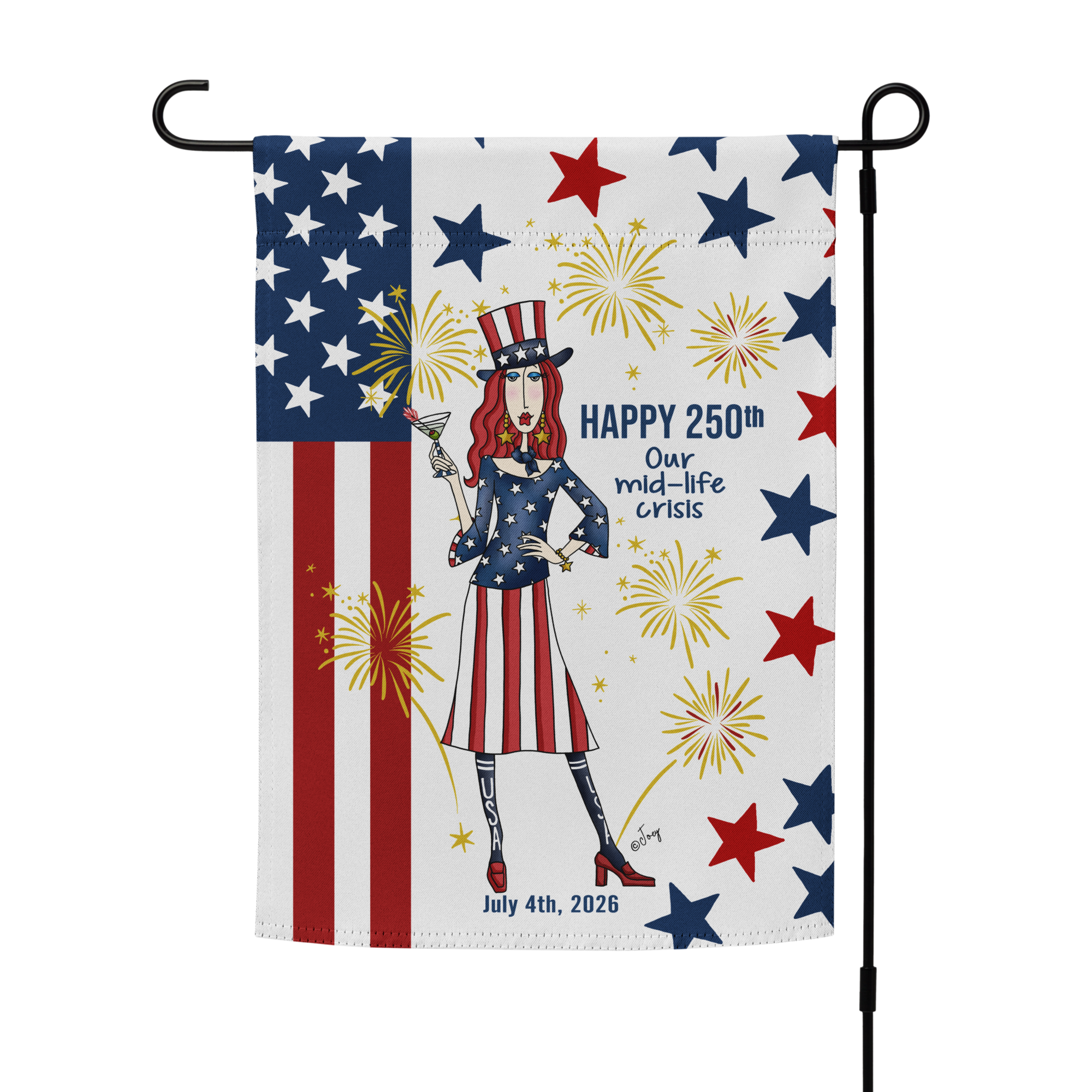 Dolly Mama Garden Flag – Happy 250th – Our mid-life crisis
