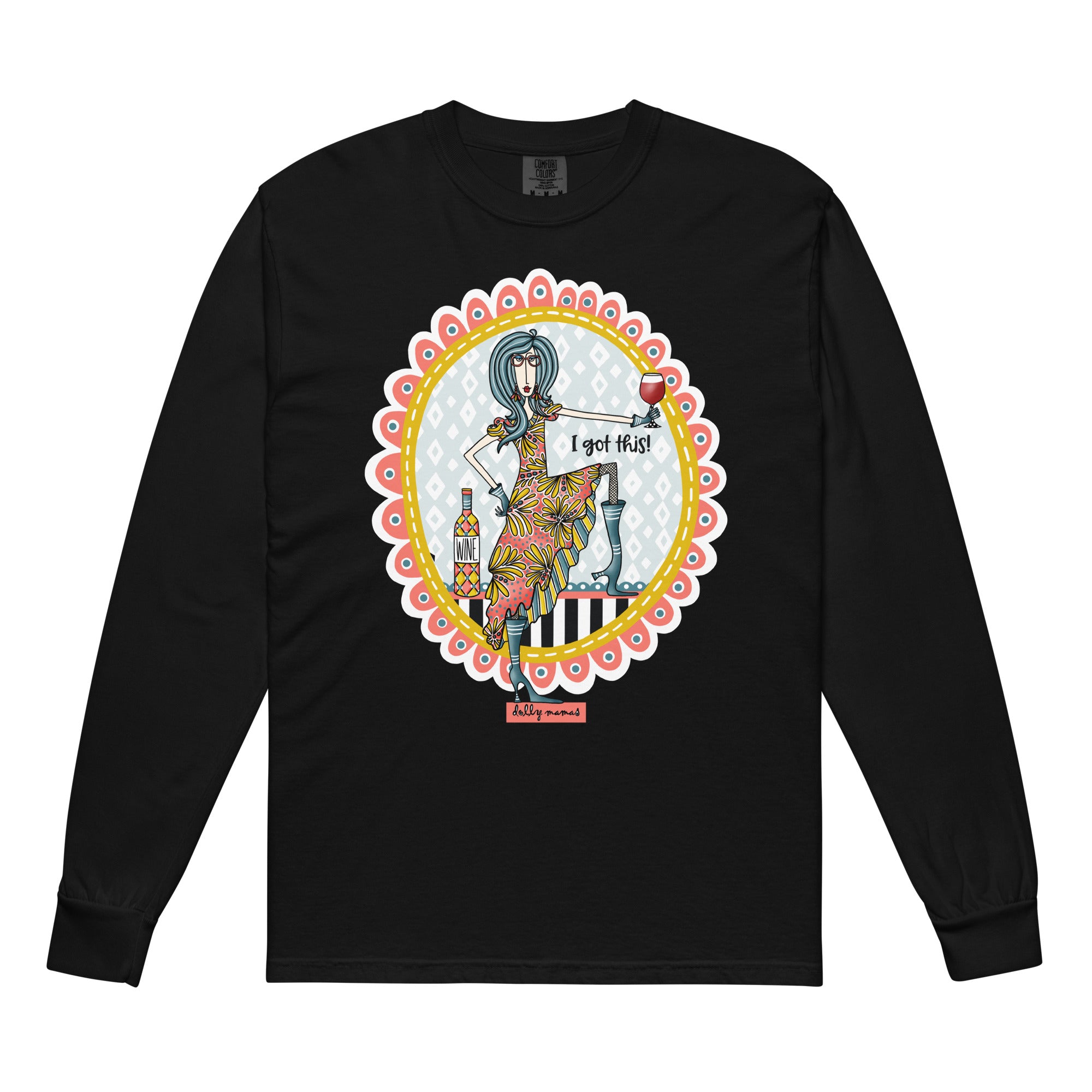 Funny Wine Long Sleeve T-Shirt Black – I Got This! | Dolly Mama