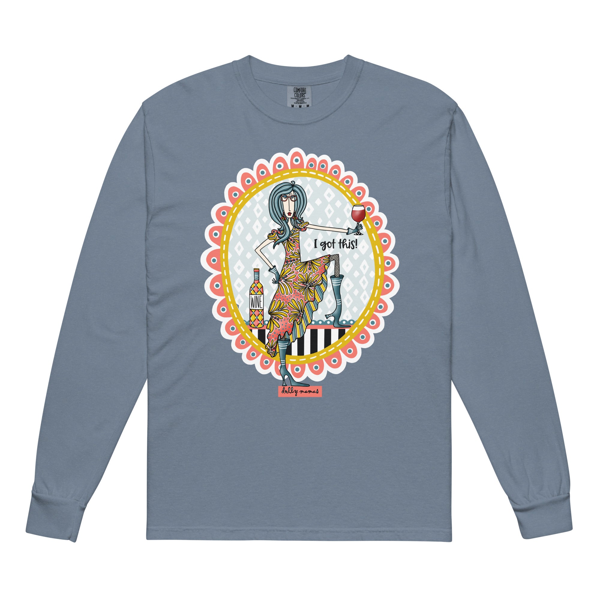 Funny Wine Long Sleeve T-Shirt Blue Jean – I Got This! | Dolly Mama