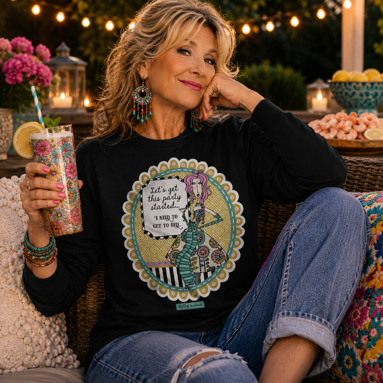 Funny Party Long Sleeve T-Shirt Black – Let's Get This Party Started | Dolly Mama
