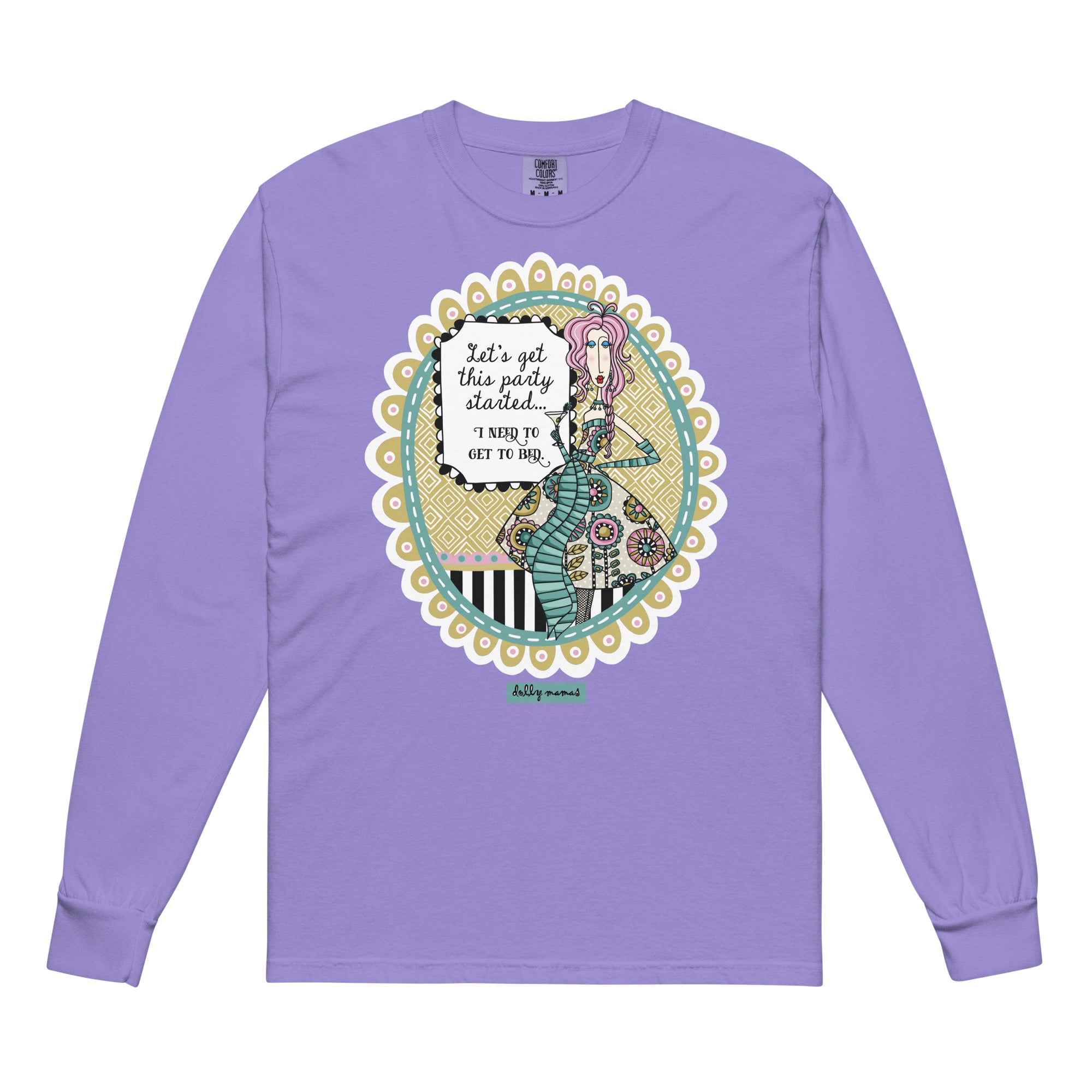 Funny Party Long Sleeve T-Shirt Violet – Let's Get This Party Started | Dolly Mama