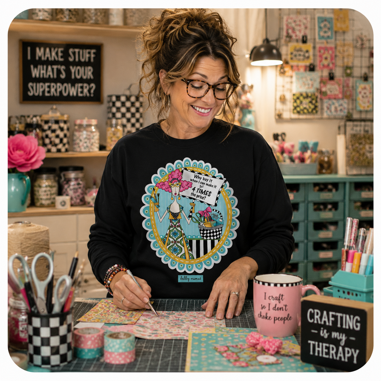 Funny Crafter Long Sleeve T-Shirt Black – Why Buy It When I Can Make It for 4 Times the Price | Dolly Mama
