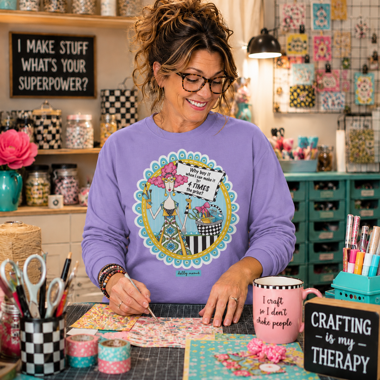 Funny Crafter Long Sleeve T-Shirt Violet – Why Buy It When I Can Make It for 4 Times the Price | Dolly Mama