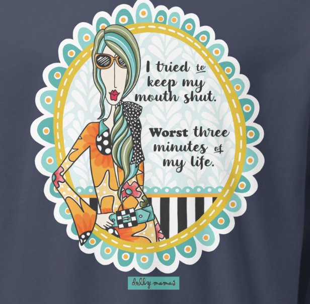Funny Sassy Long Sleeve T-Shirt – Navy Close-Up – I Tried to Keep My Mouth Shut | Dolly Mama