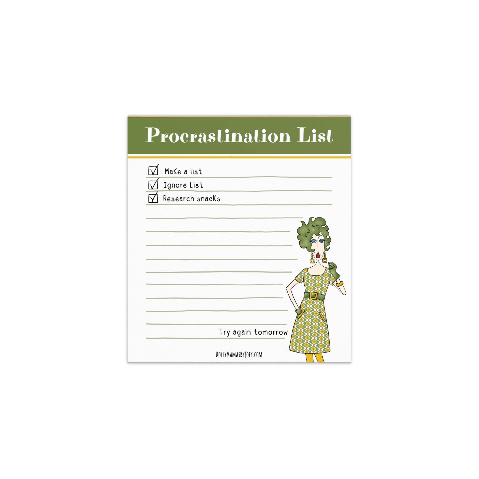 Procrastination List Notepad – Funny To-Do List Pad for Women | Dolly Mamas by Joey