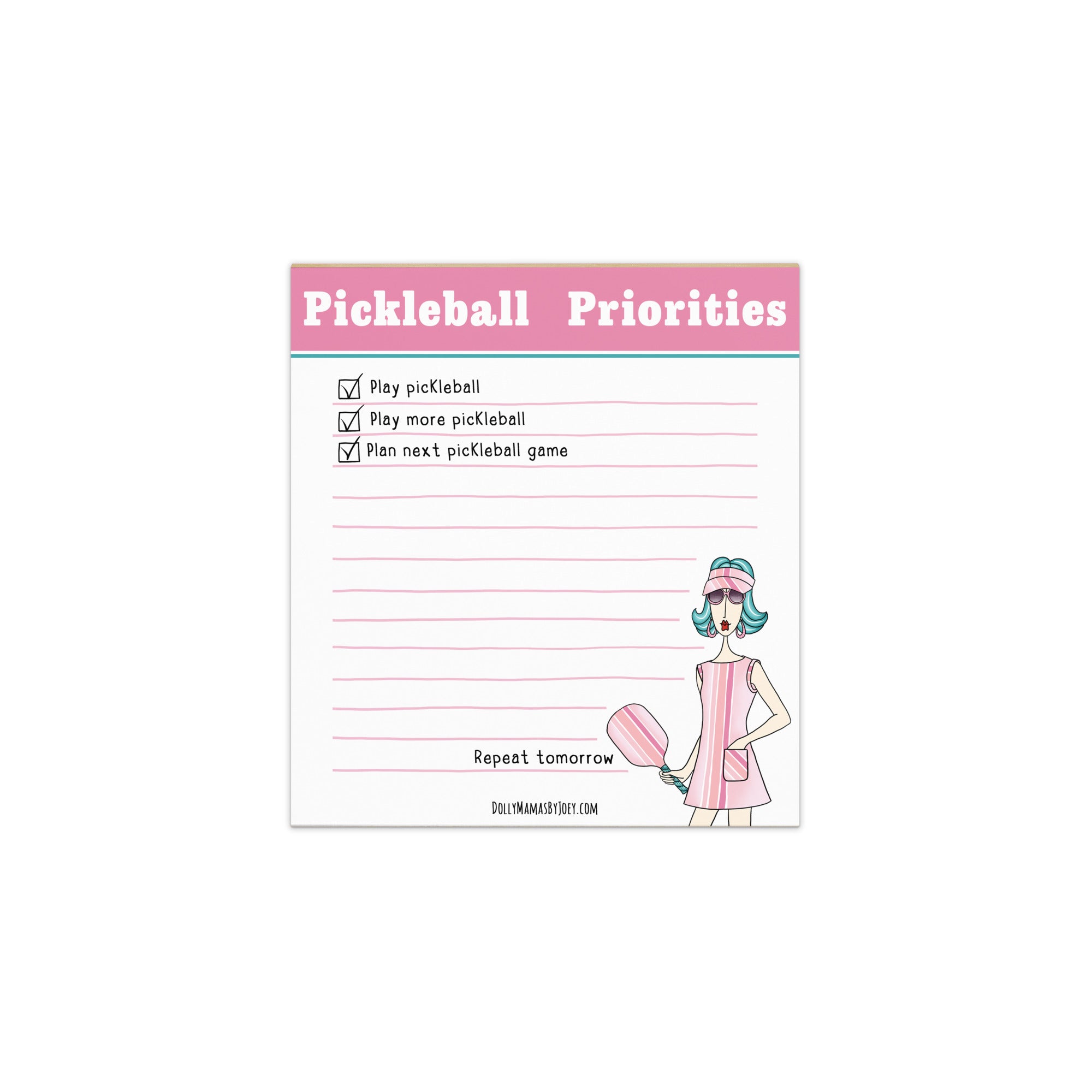 Funny Pickleball Notepad for Women – Pickleball Priorities | Dolly Mama Notepad