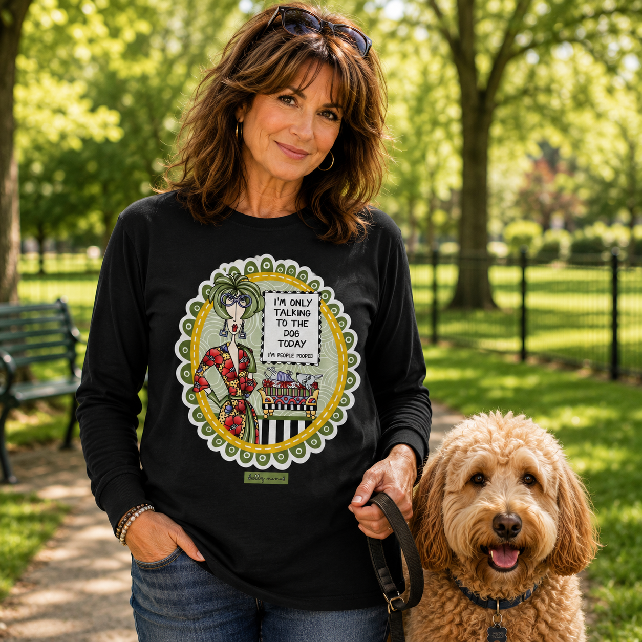 Funny Dog Lover Long Sleeve T-Shirt Black – I'm Only Talking to the Dog Today | Dolly Mama