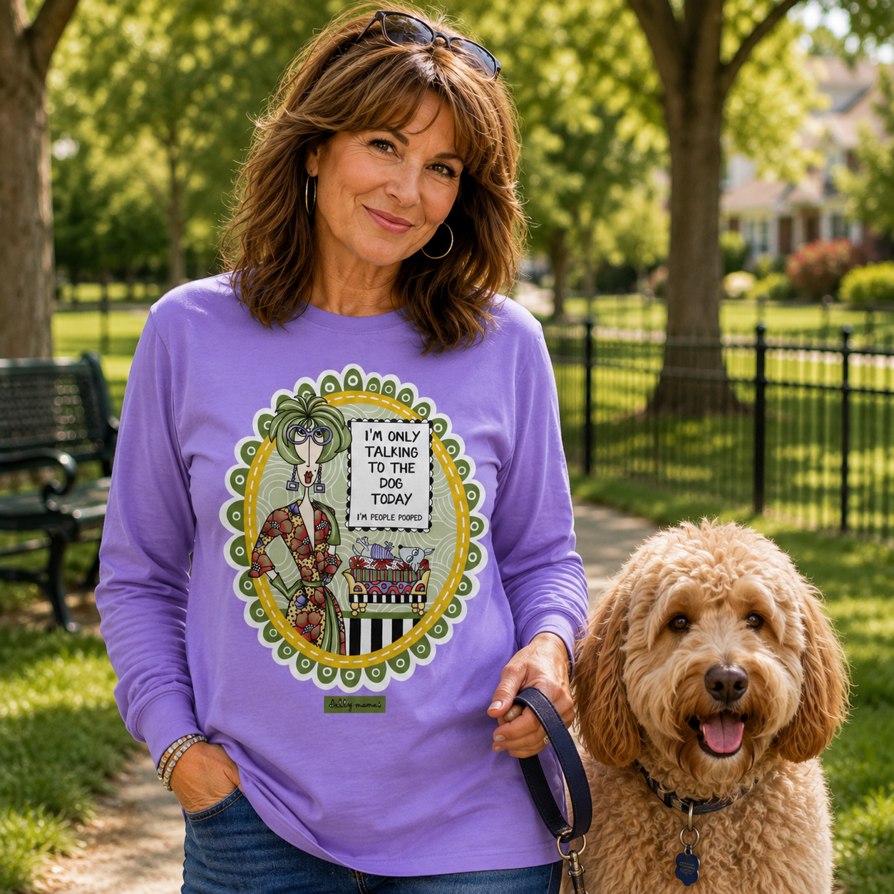 Funny Dog Lover Long Sleeve T-Shirt Violet – I'm Only Talking to the Dog Today | Dolly Mama