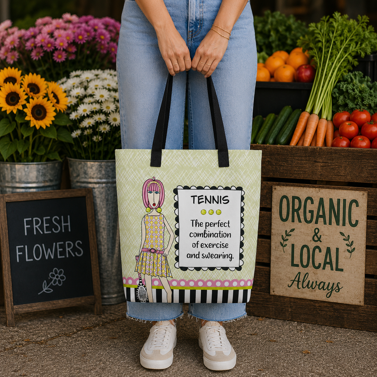 Funny tennis tote bag for women – Tennis: The Perfect Combination of Exercise and Swearing – Dolly Mama