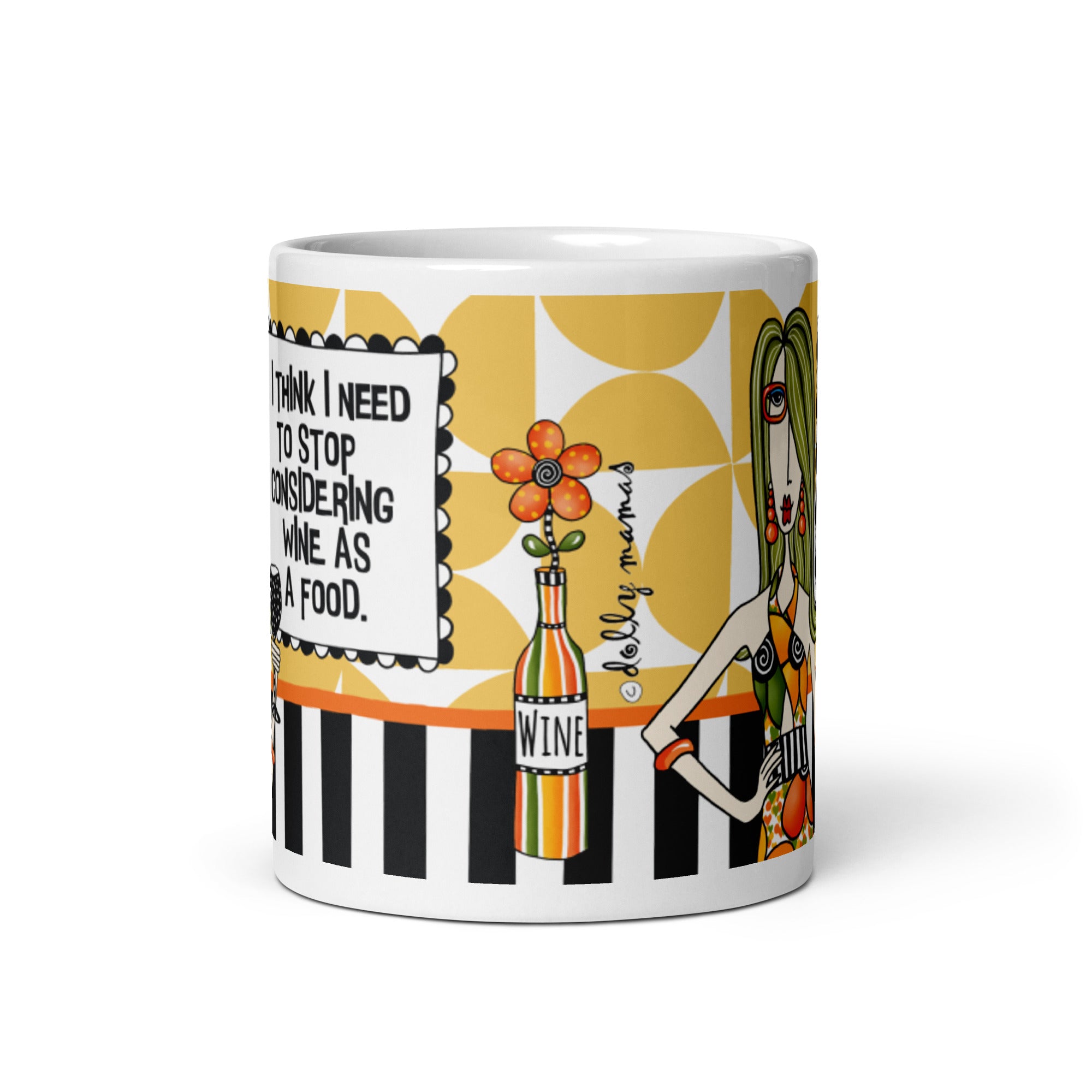 Funny Wine Coffee Mug – I Think I Need to Stop Considering Wine as a Food.”| Dolly Mama mug